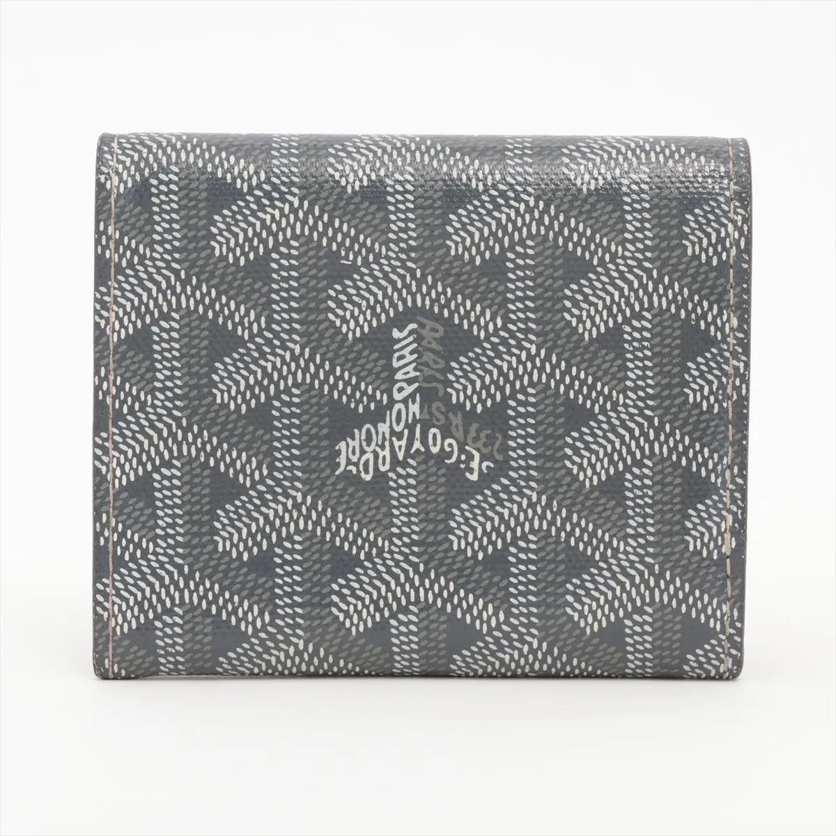 Marigny PVC x Leather Compact Wallet, Gray — view 2