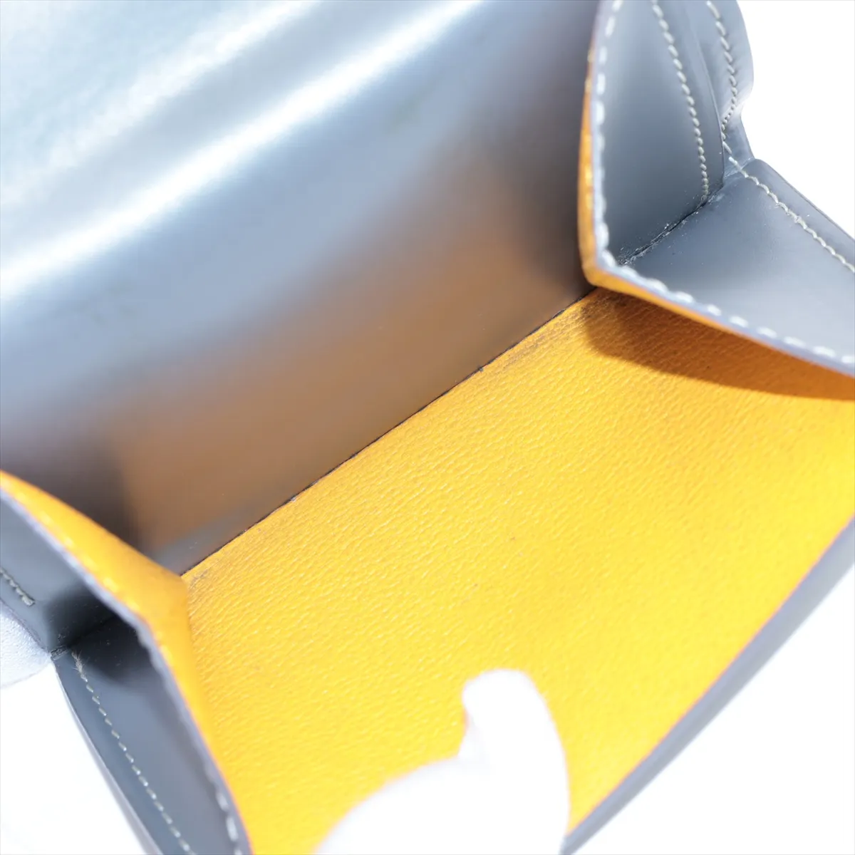 Marigny PVC x Leather Compact Wallet, Gray — view 4