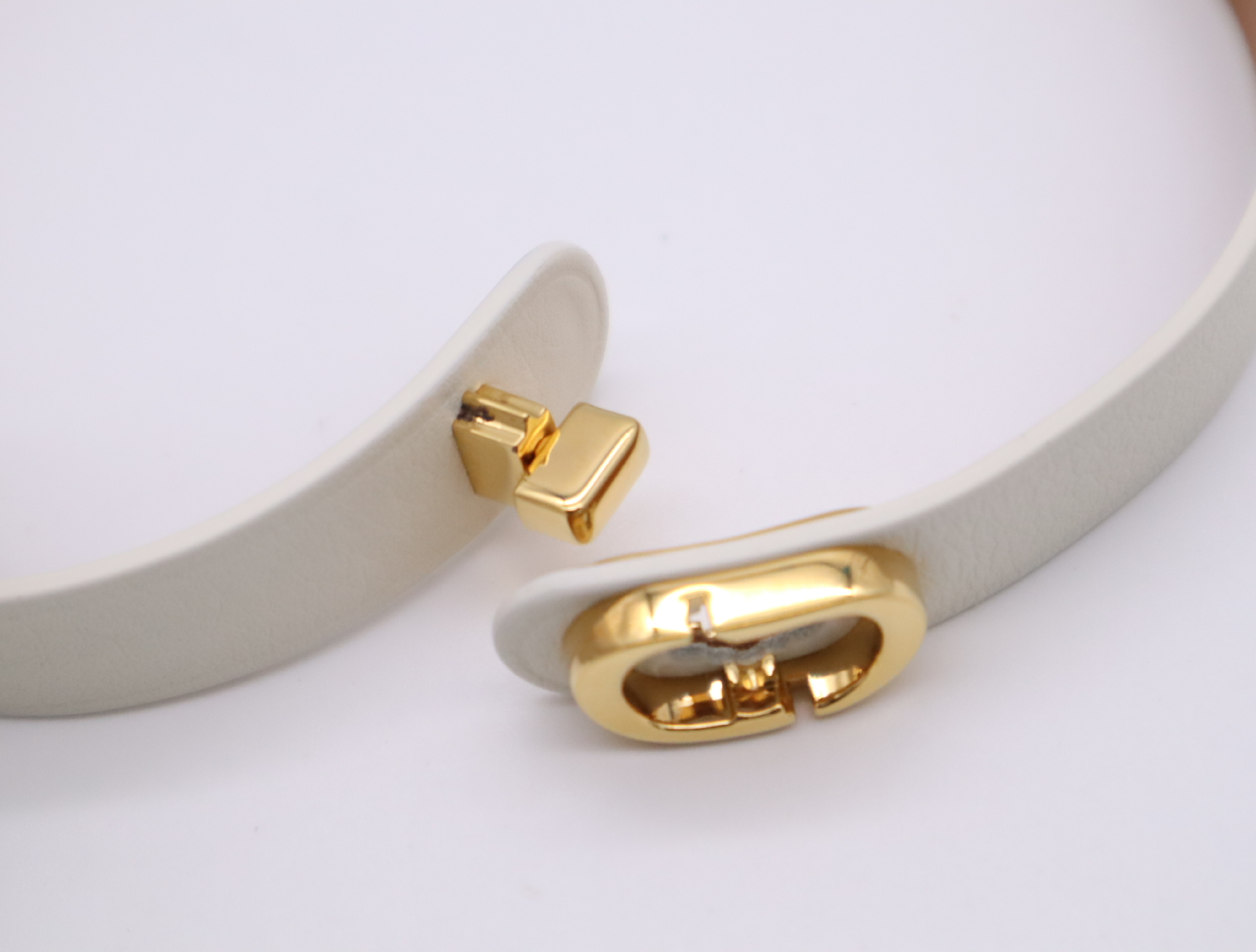 Leather 30 Montaigne White Gold Hardware Bracelet/Bangle — view 4