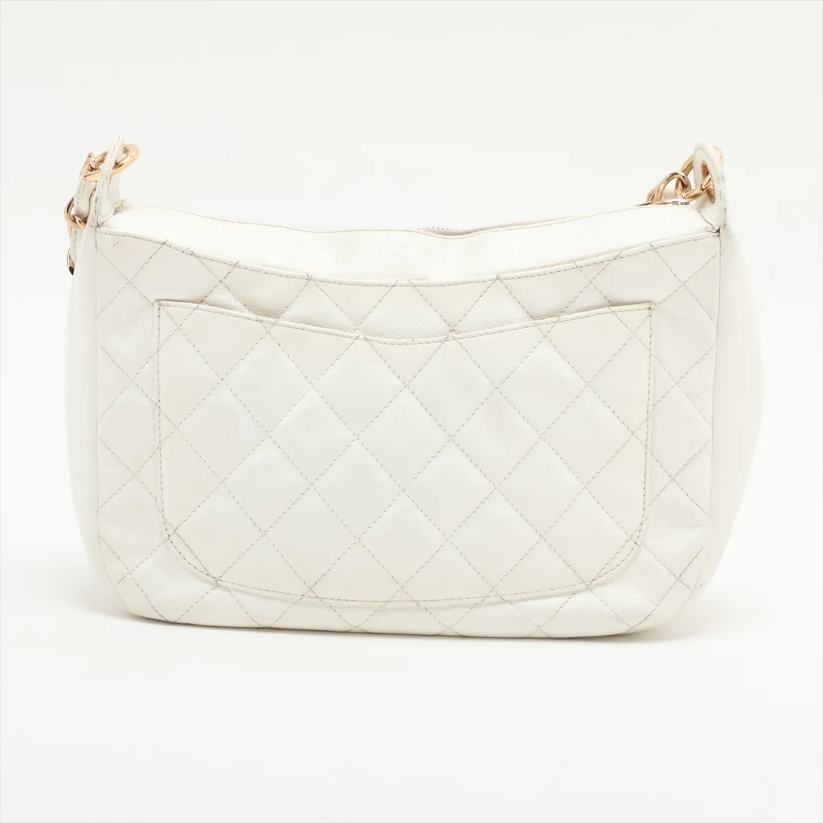 Matelassé Caviar Skin Chain Shoulder Bag, White with Gold Hardware, Item No. 7437269 (Serial Number 7) — view 2