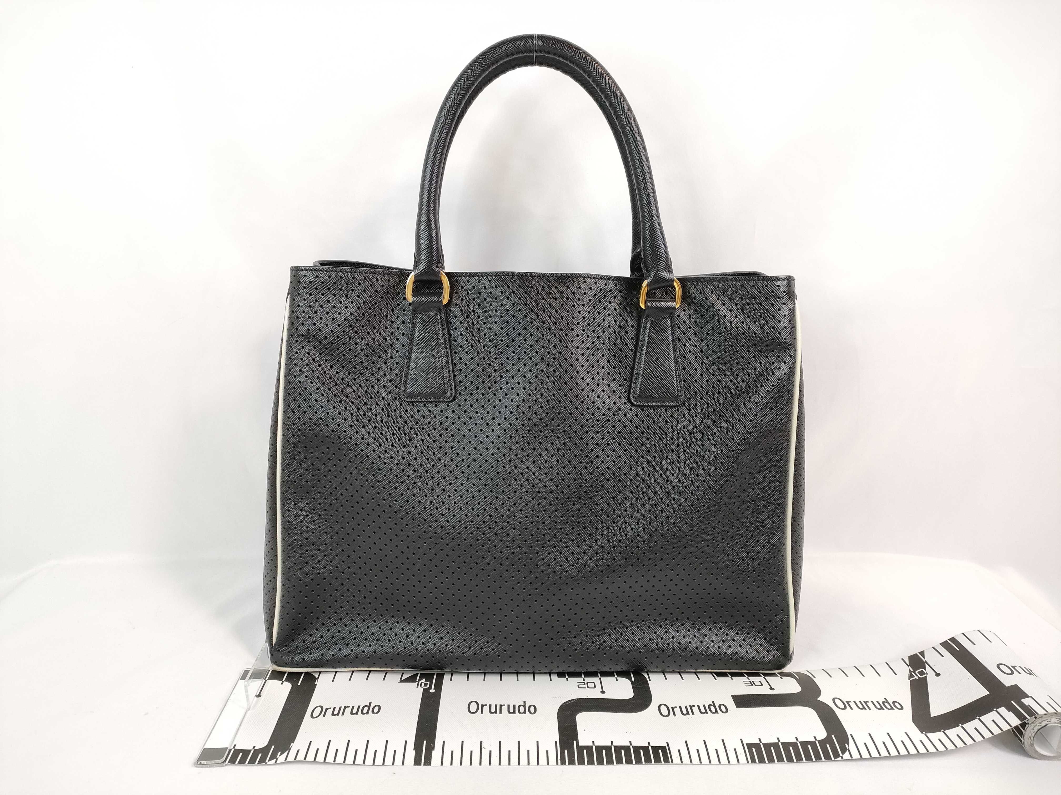 Saffiano Perforated Leather Handbag Black BN1875 Handbag — view 2