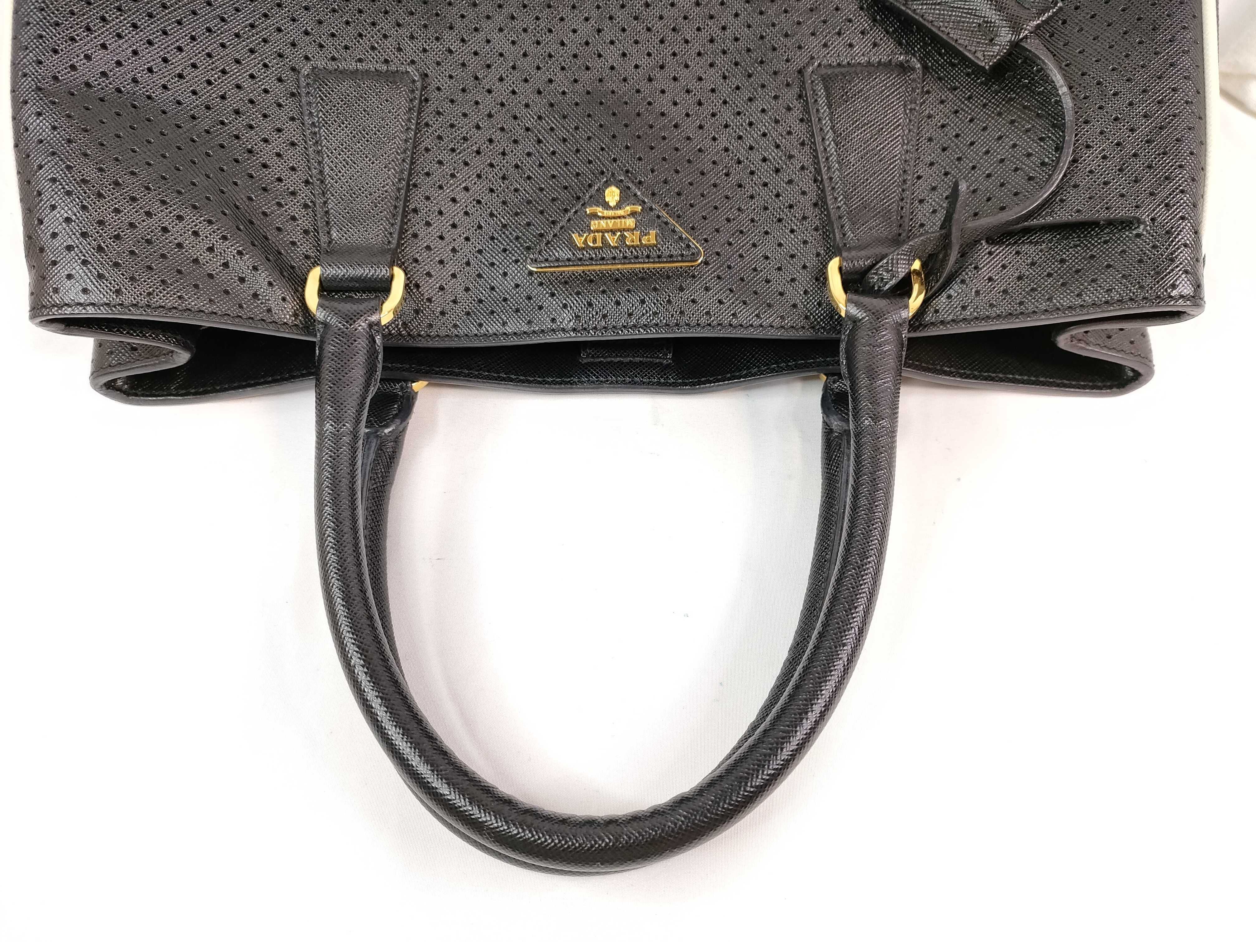 Saffiano Perforated Leather Handbag Black BN1875 Handbag — view 3