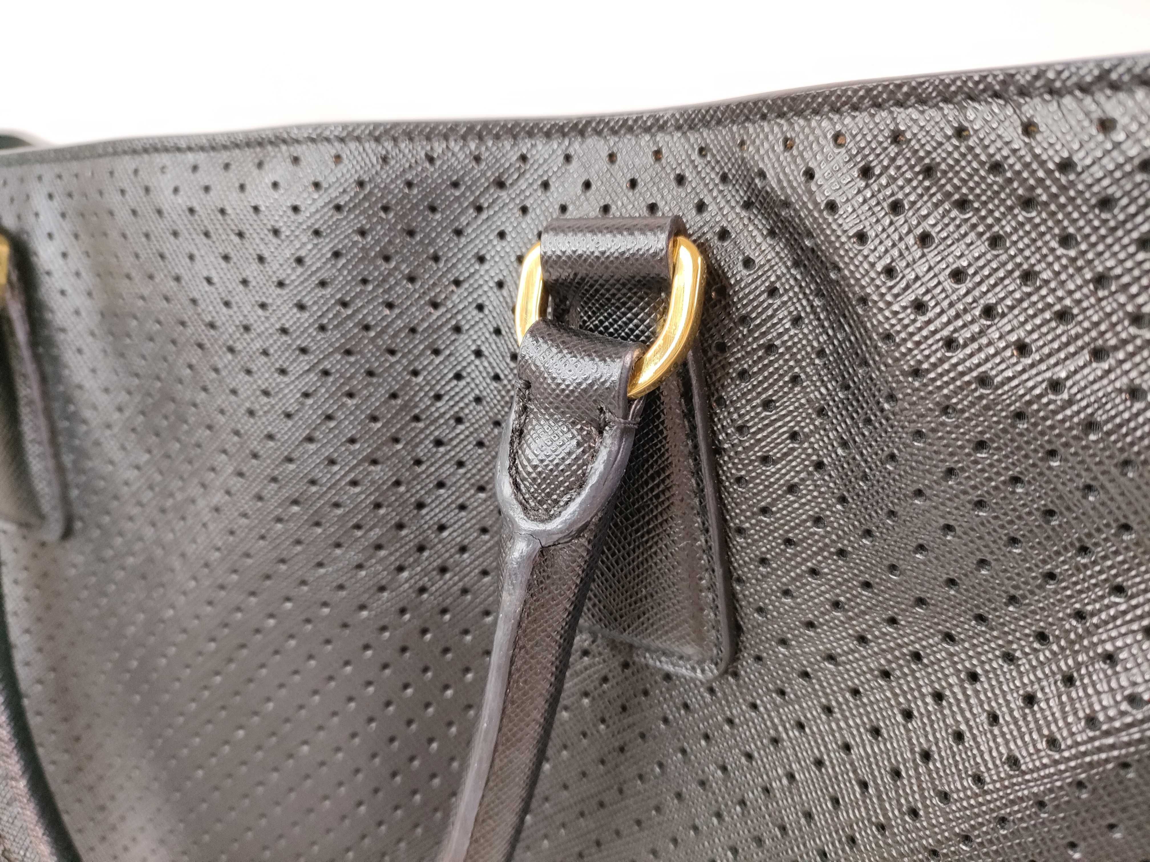 Saffiano Perforated Leather Handbag Black BN1875 Handbag — view 5