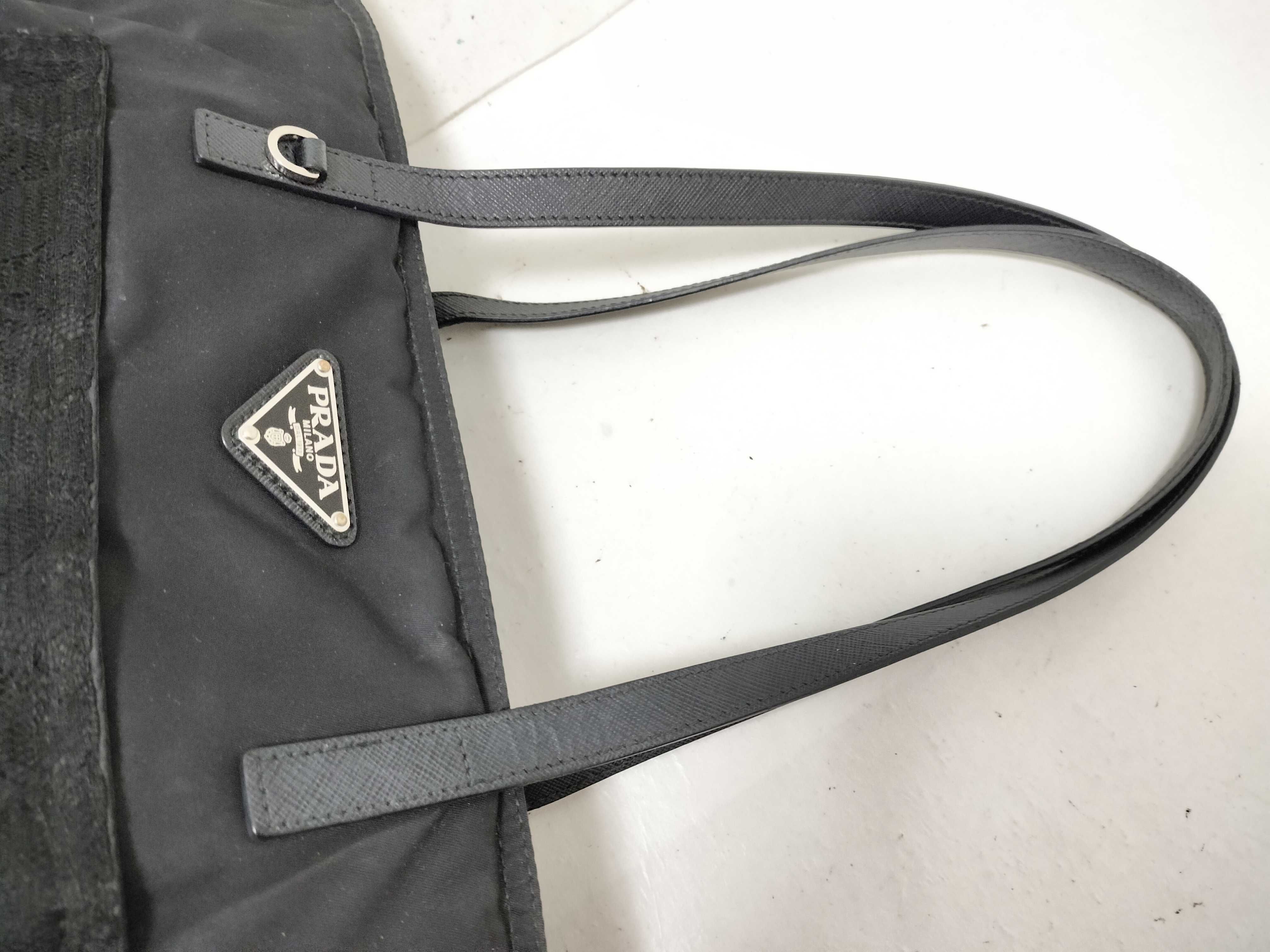 tote bag, nylon, black, lace tote bag — view 3