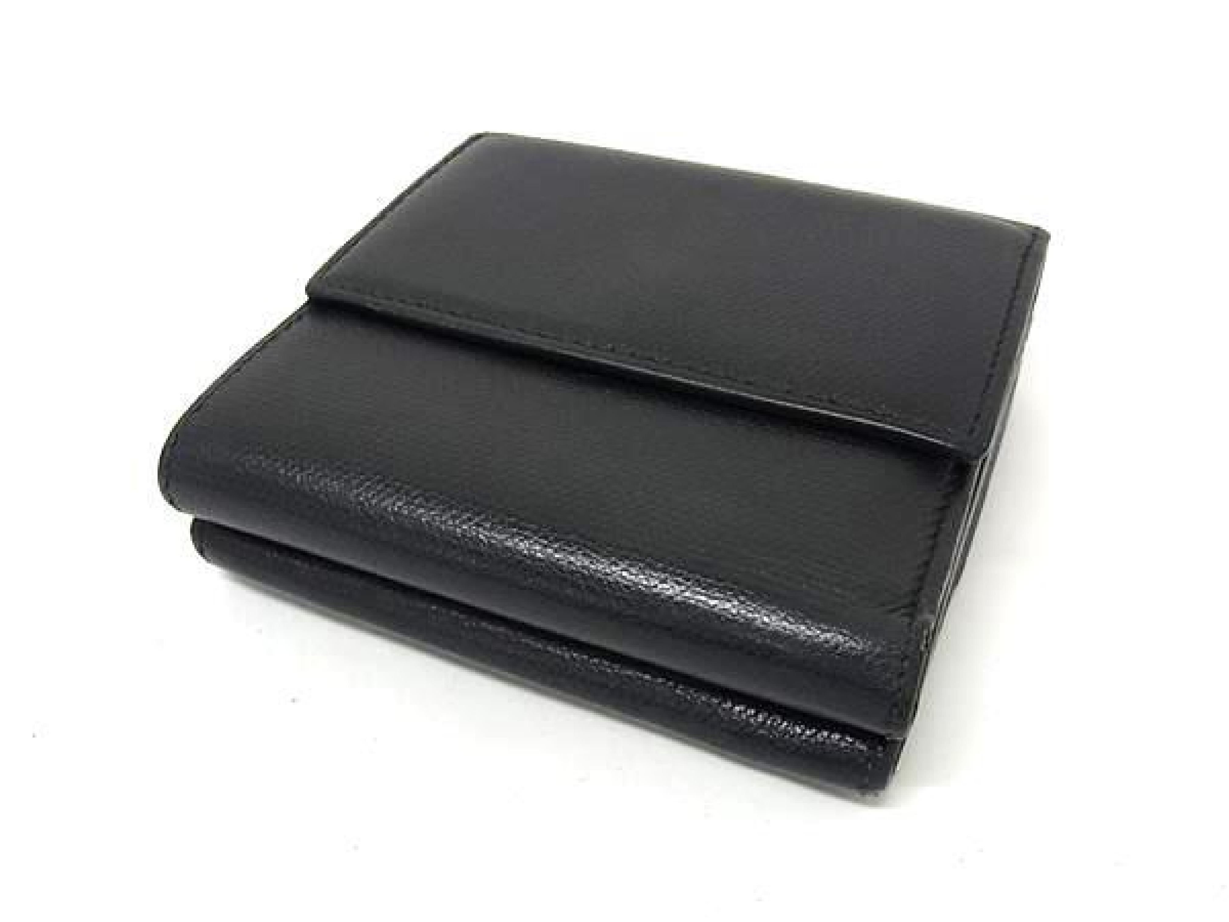 Coco Mark Coco Button Leather Tri-fold Wallet, Billfold, Coin Purse, Card Slots, Women's, Black, HB3782 — view 2