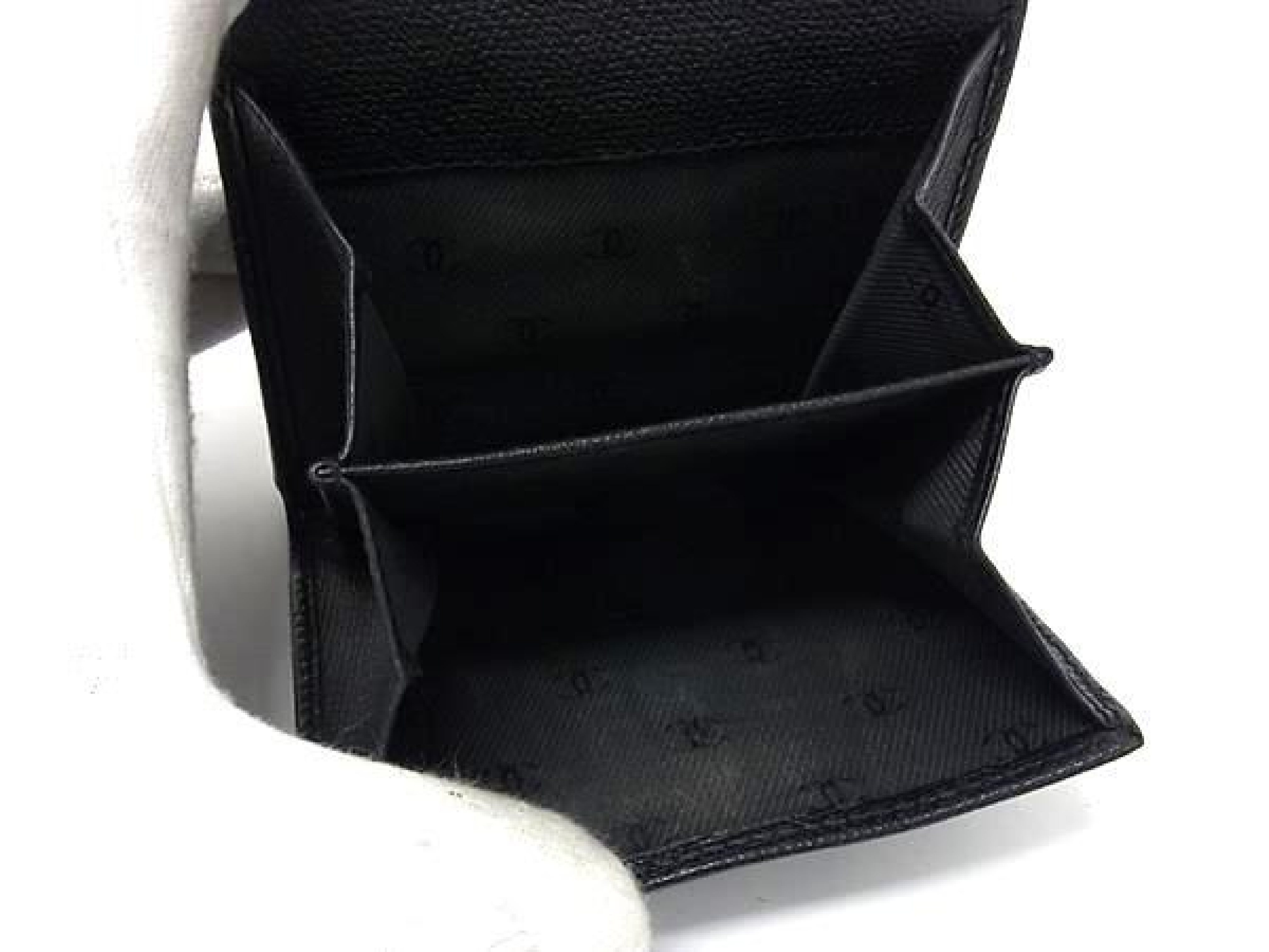 Coco Mark Coco Button Leather Tri-fold Wallet, Billfold, Coin Purse, Card Slots, Women's, Black, HB3782 — view 6
