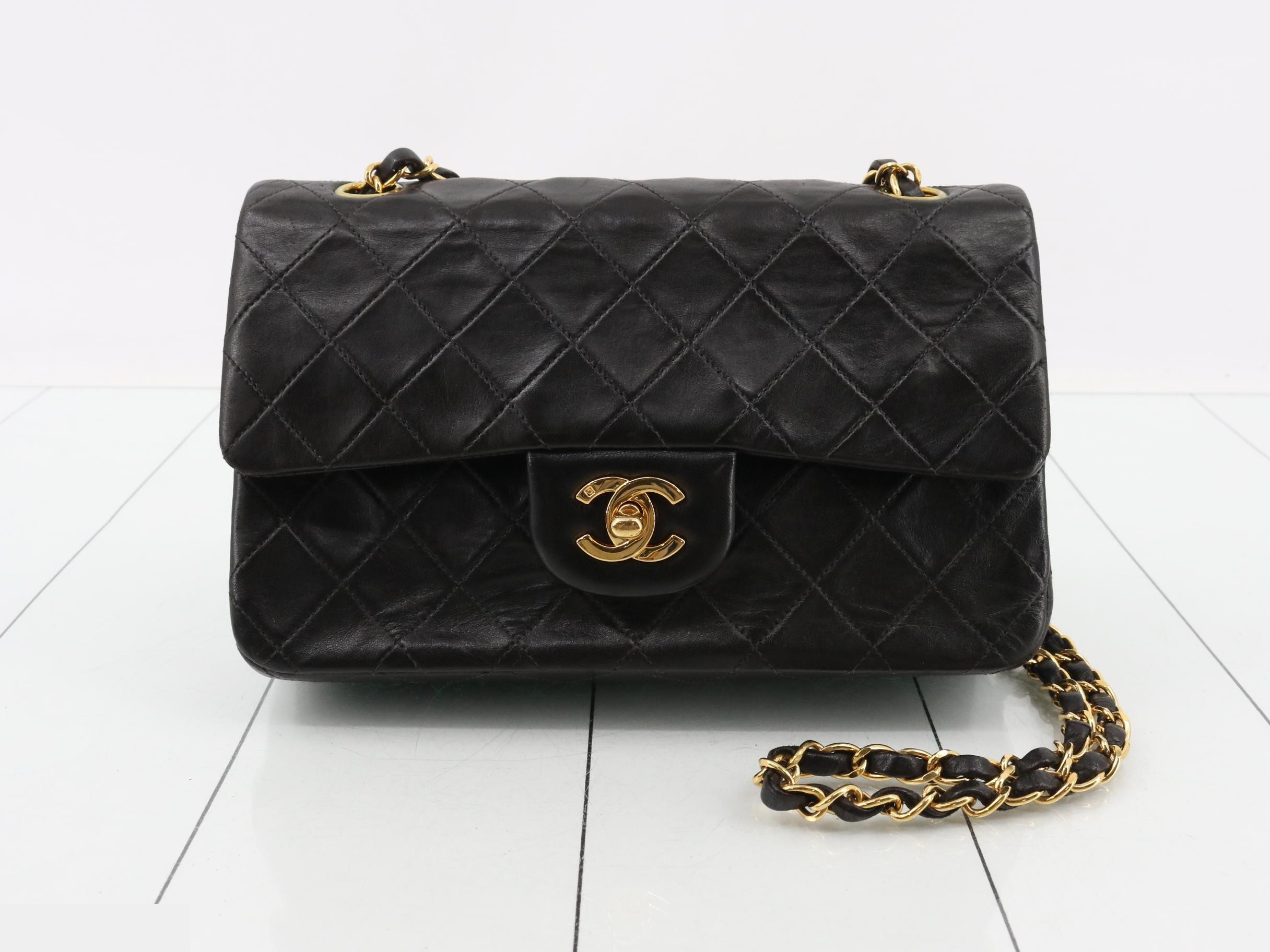 Lambskin Double Flap Chain Shoulder Bag