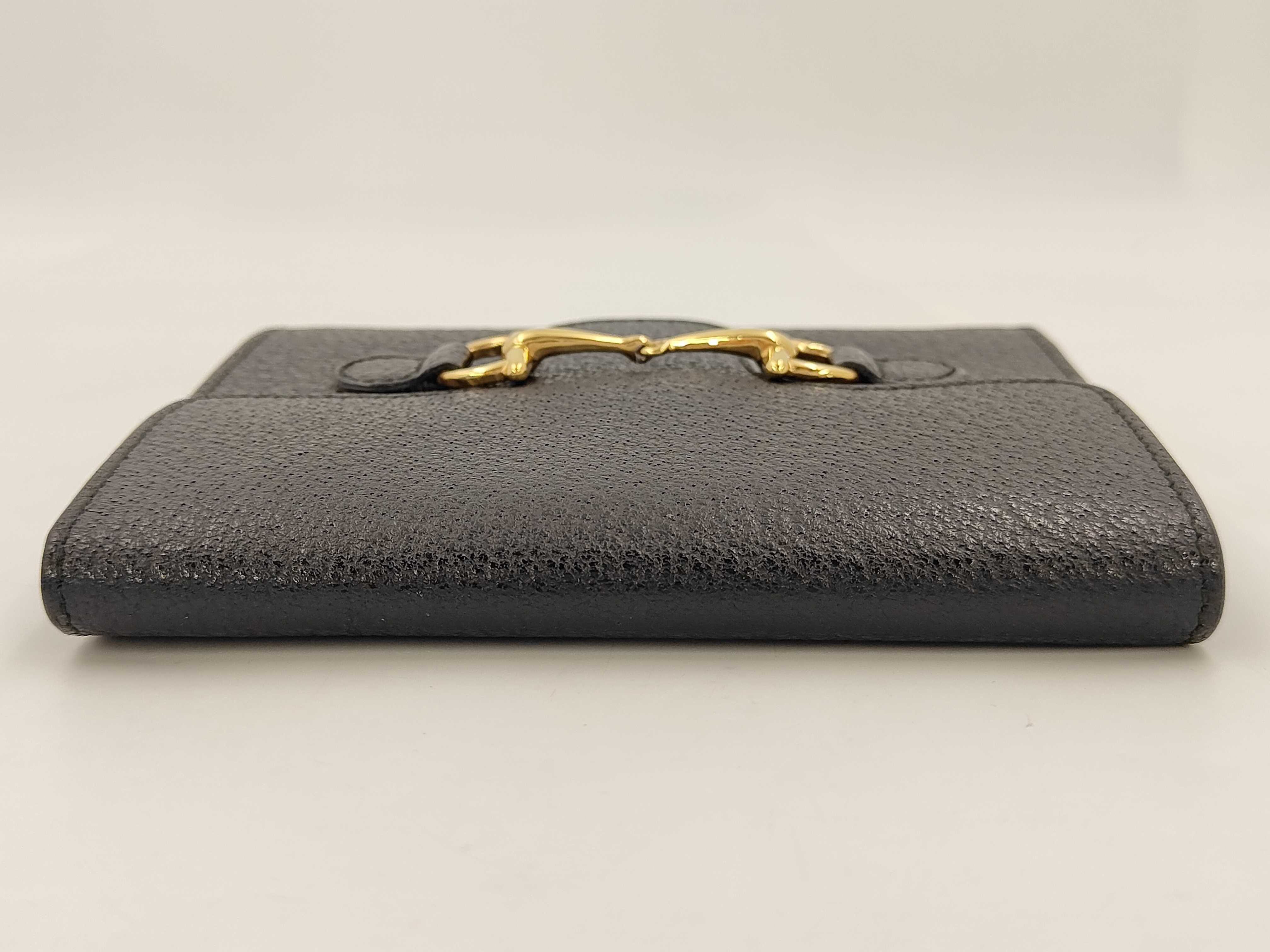 Horsebit Compact Wallet Tri-fold Wallet Black — view 5