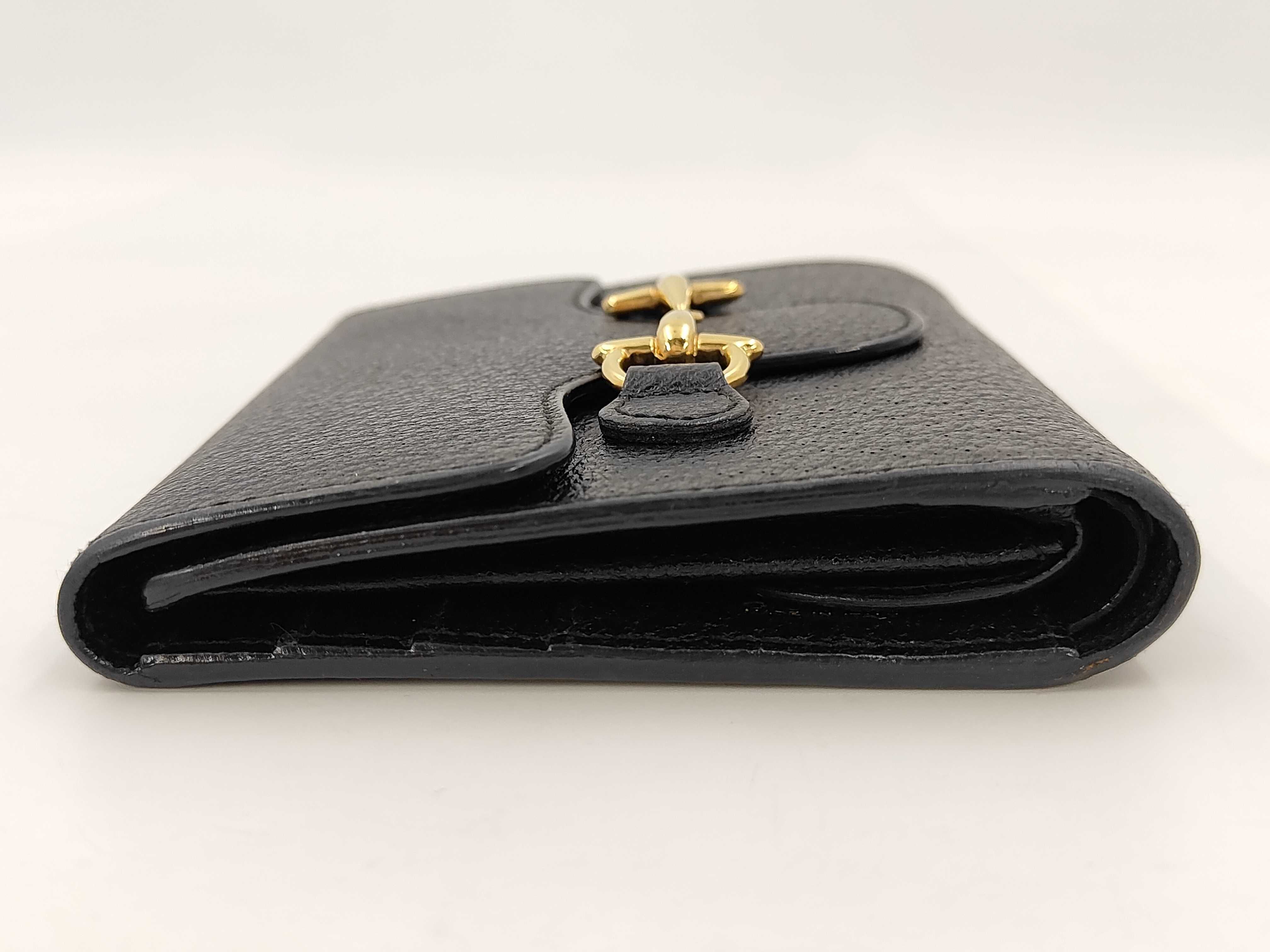 Horsebit Compact Wallet Tri-fold Wallet Black — view 6