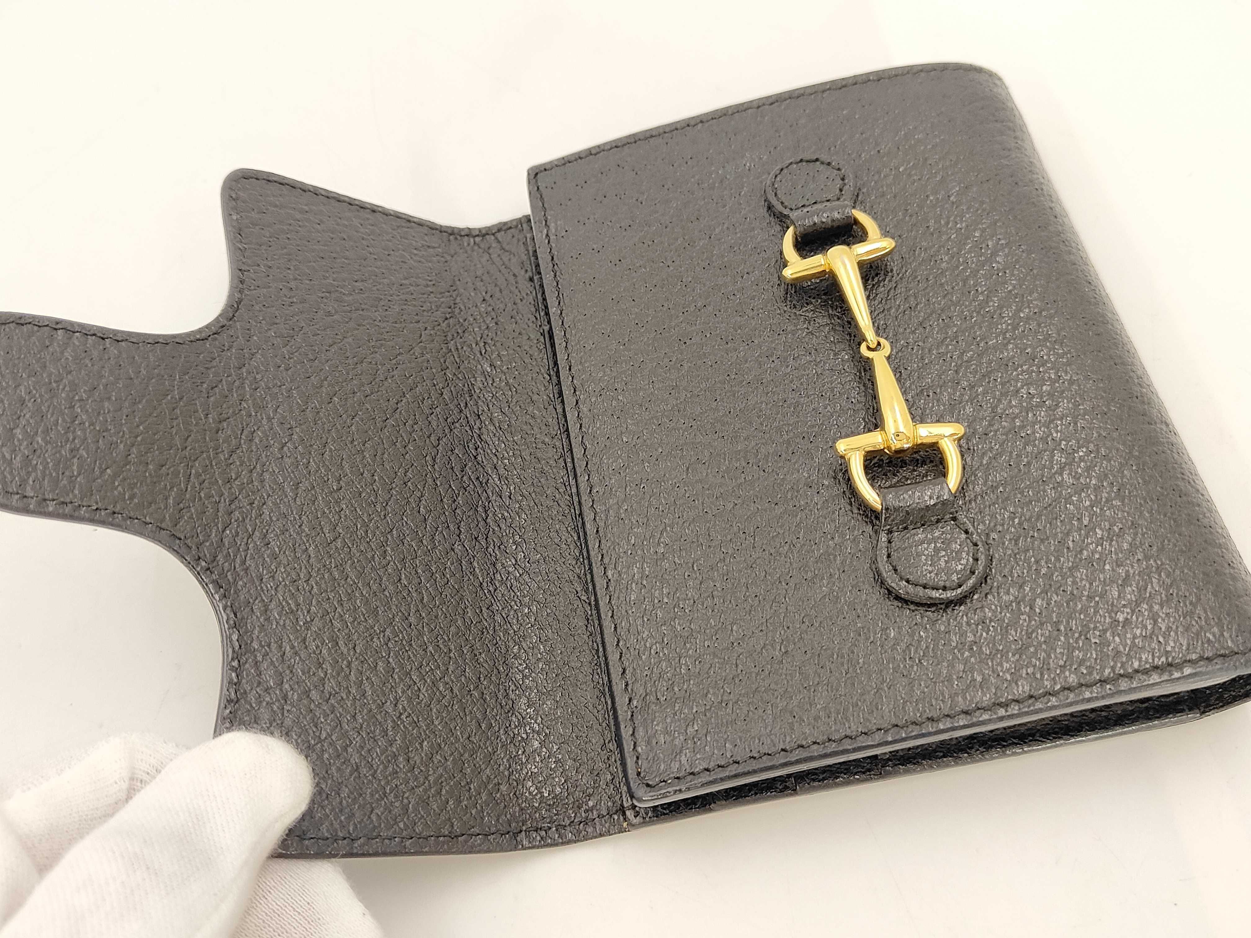 Horsebit Compact Wallet Tri-fold Wallet Black — view 7