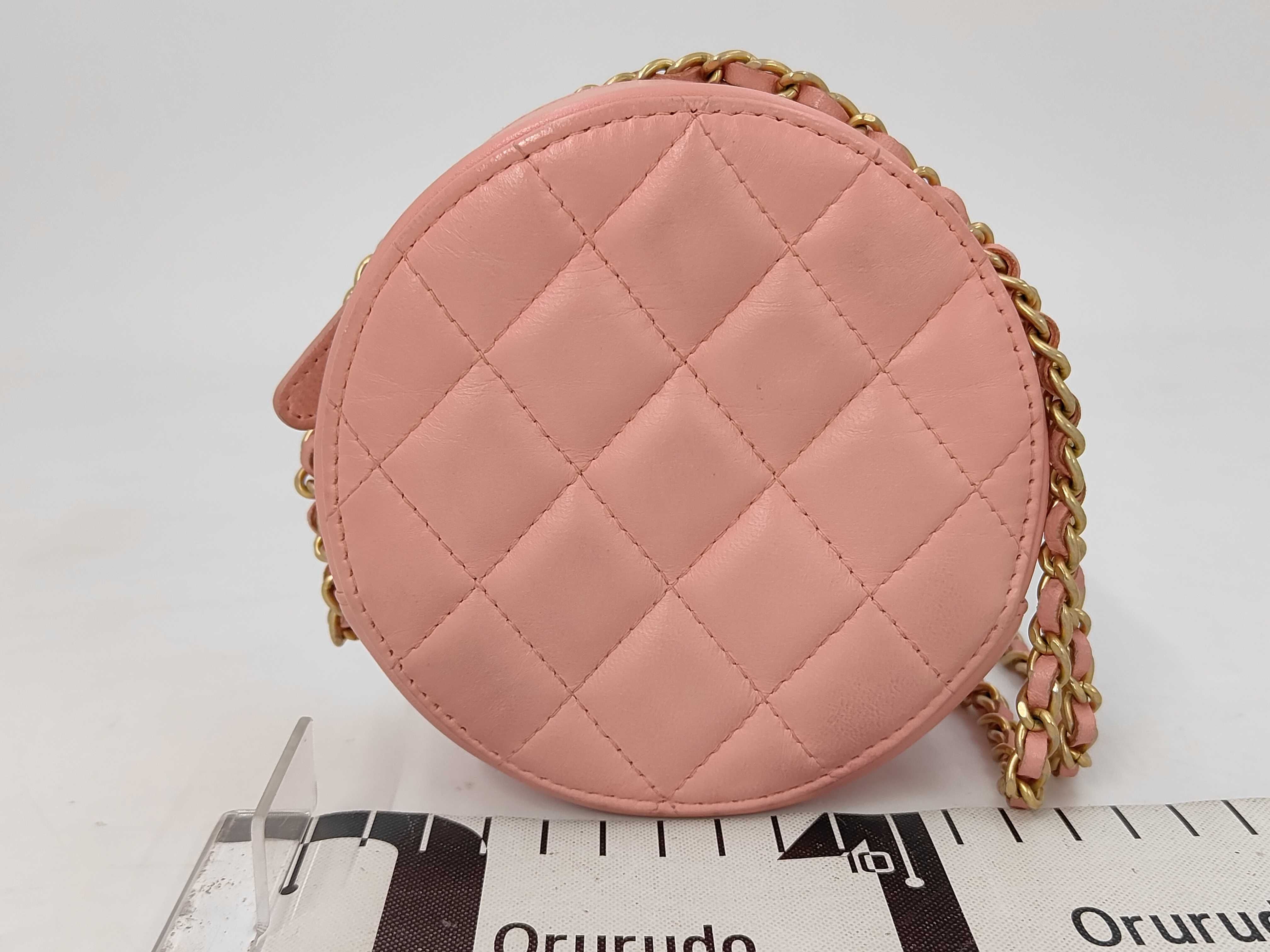 Matelassé Round Chain Shoulder Bag, Lambskin, Pink Shoulder Bag — view 2