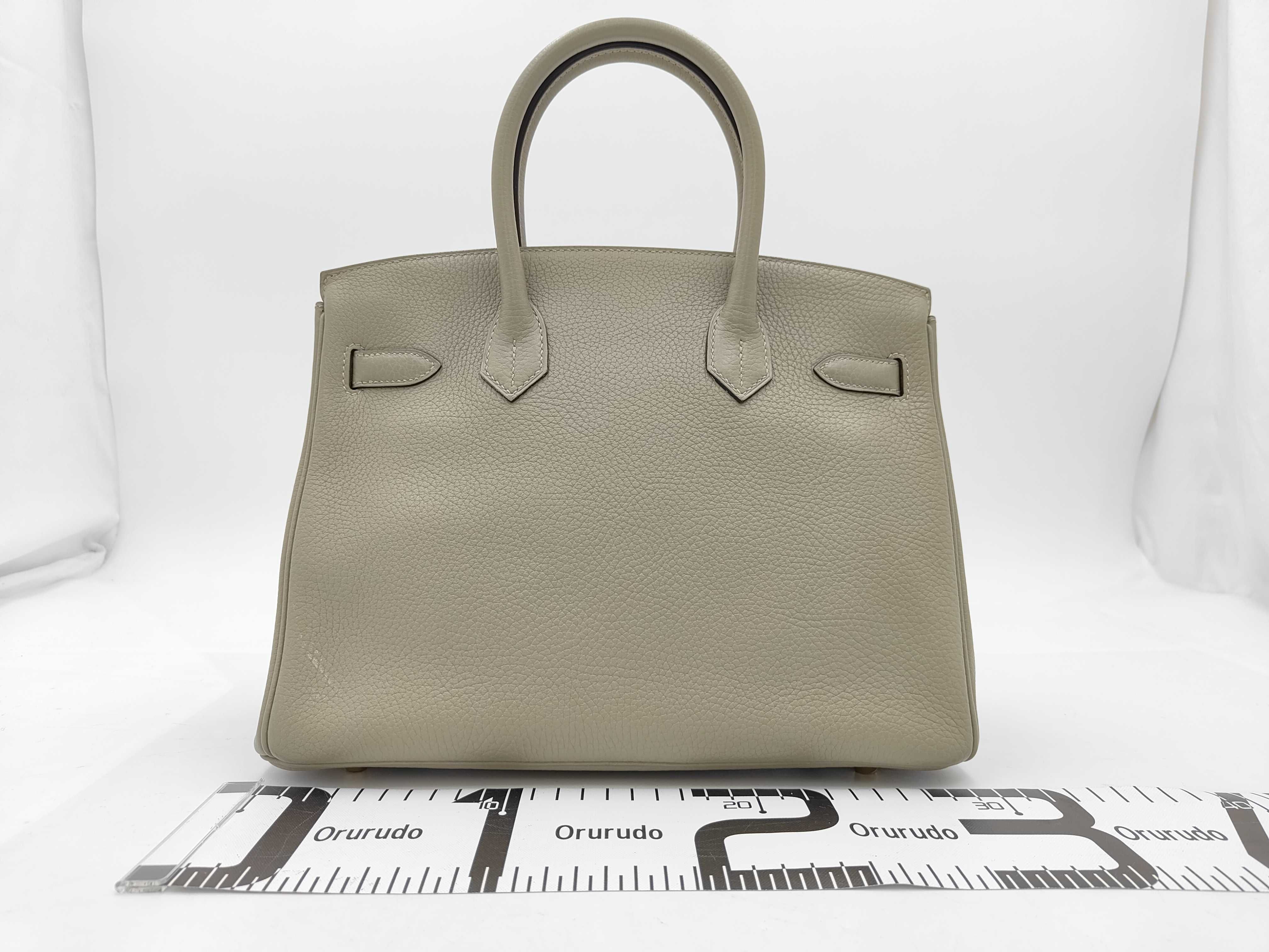 Birkin 30 X stamp Taurillon leather Sage Gold handbag — view 2