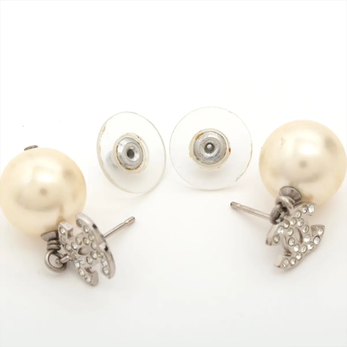 Cocomark A20V Earrings (for both ears) GP x Rhinestone x Fake Pearl Silver — view 4