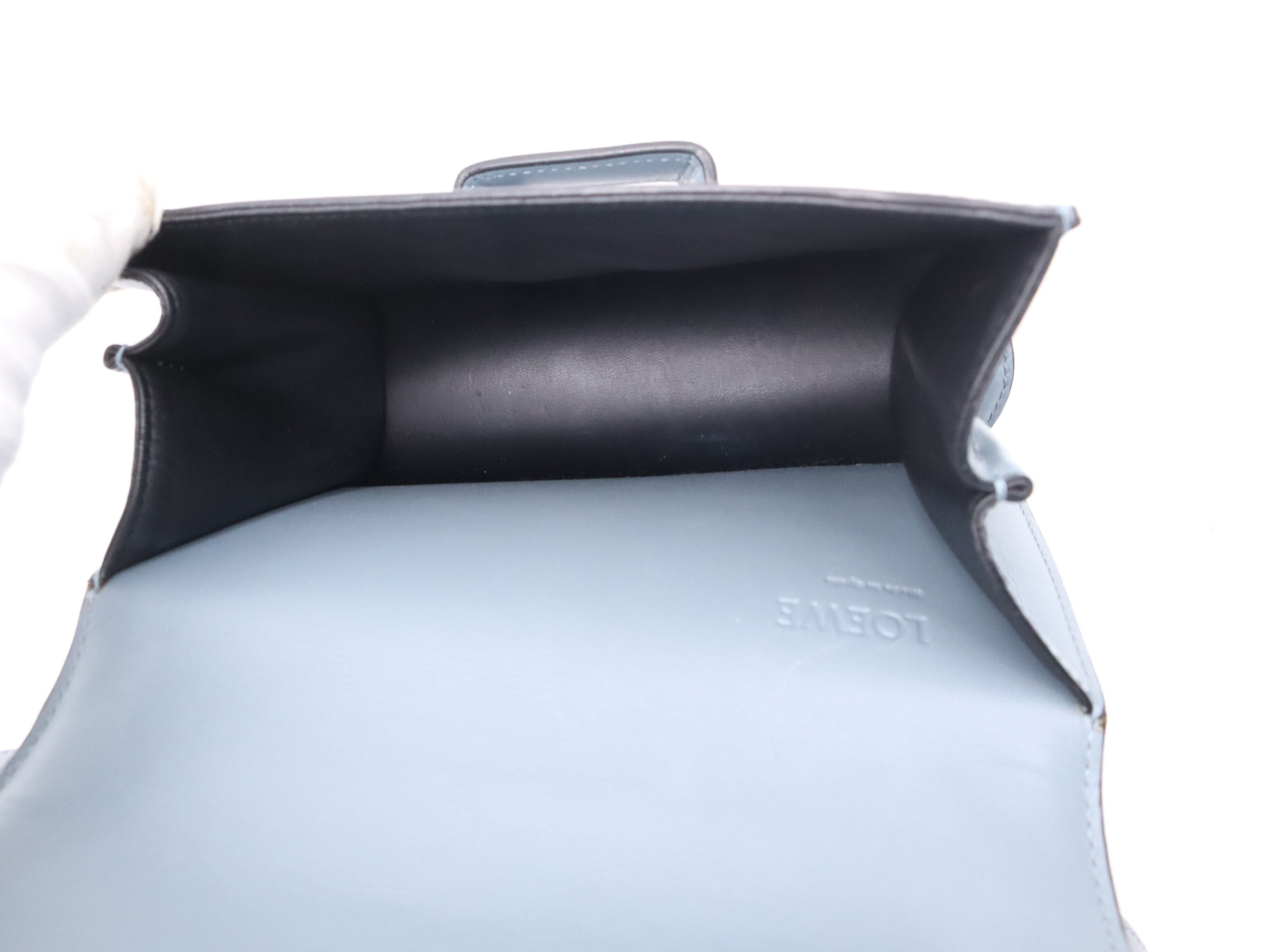 Leather Barcelona Shoulder Bag, Blue, Gold Hardware — view 11