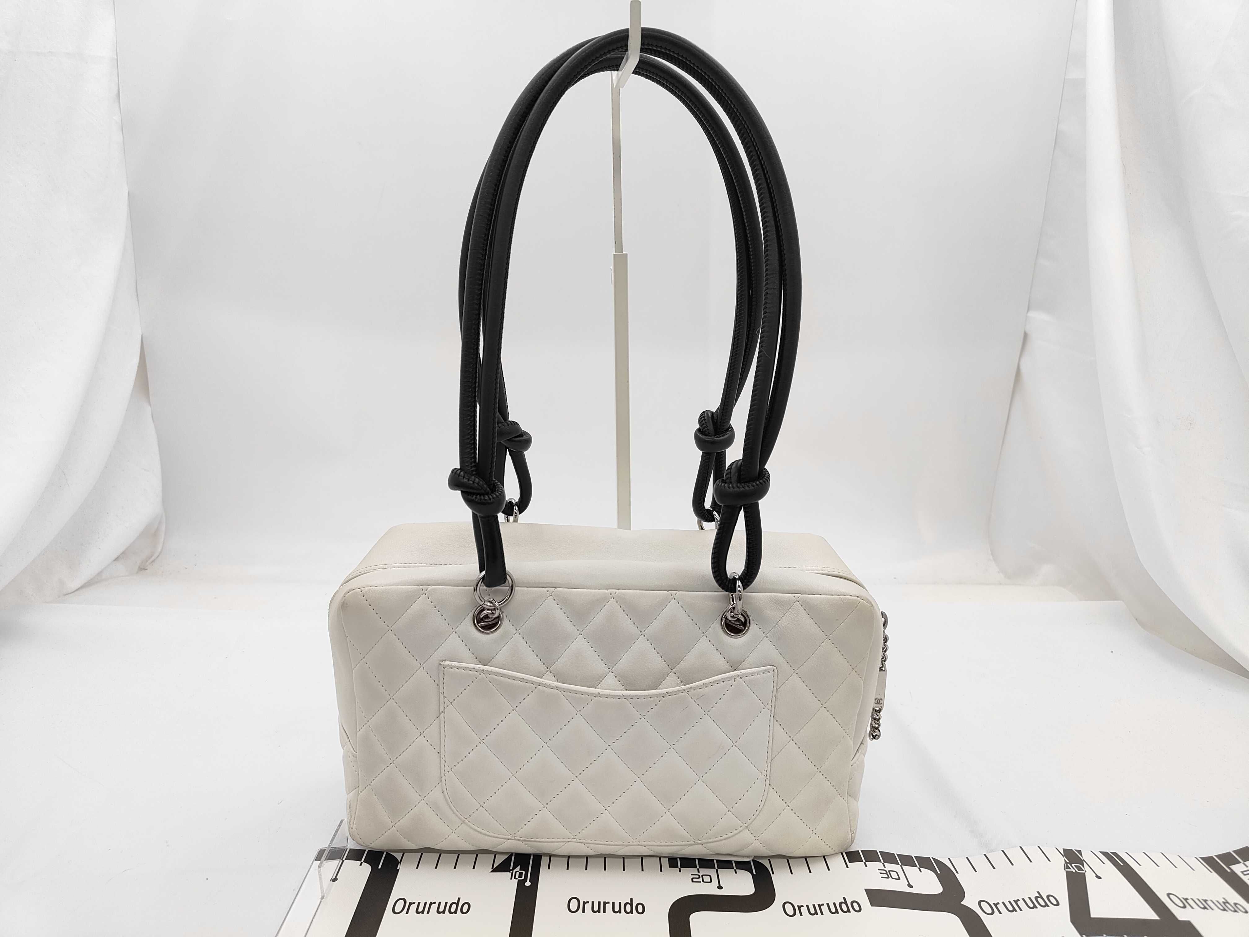 White Quilted Leather Cambon Bowling Bag Shoulder Bag — view 2