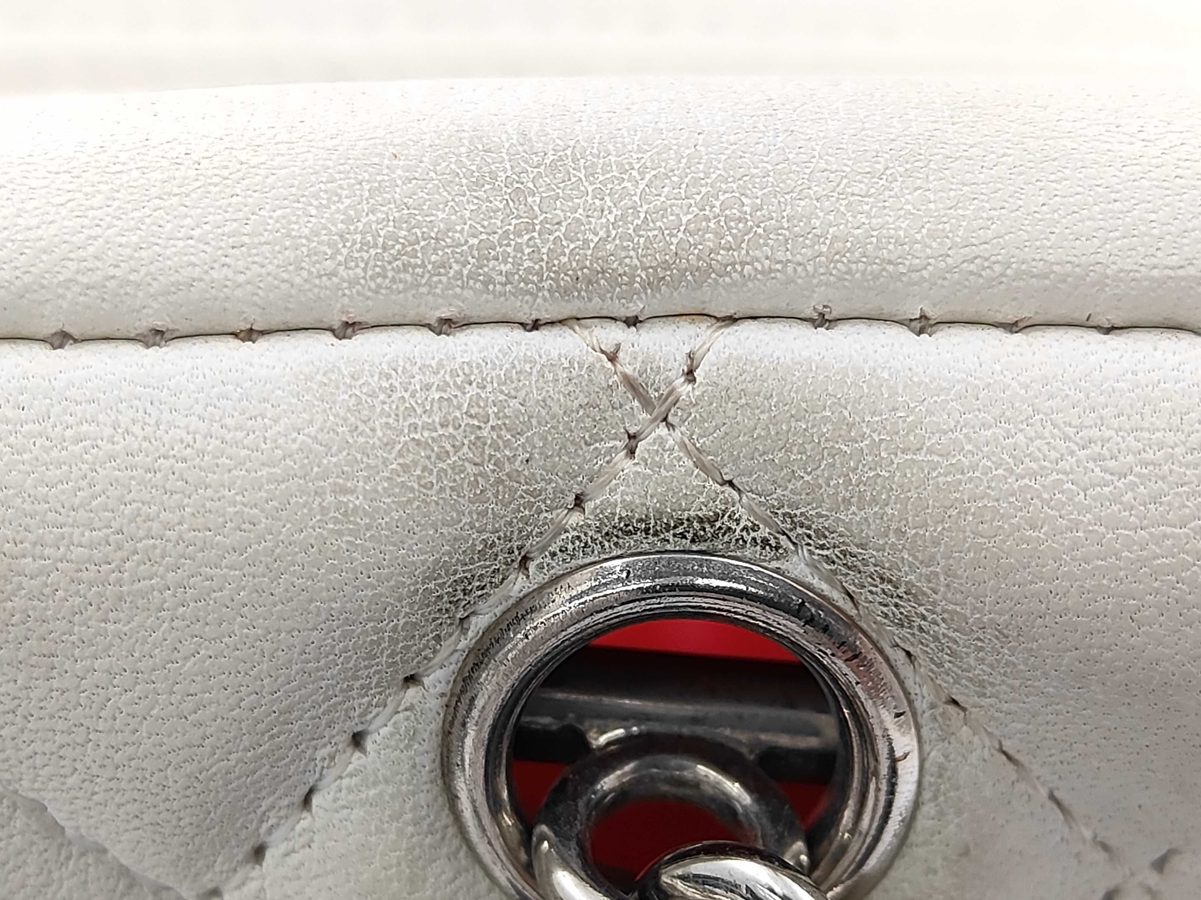 White Quilted Leather Cambon Bowling Bag Shoulder Bag — view 14
