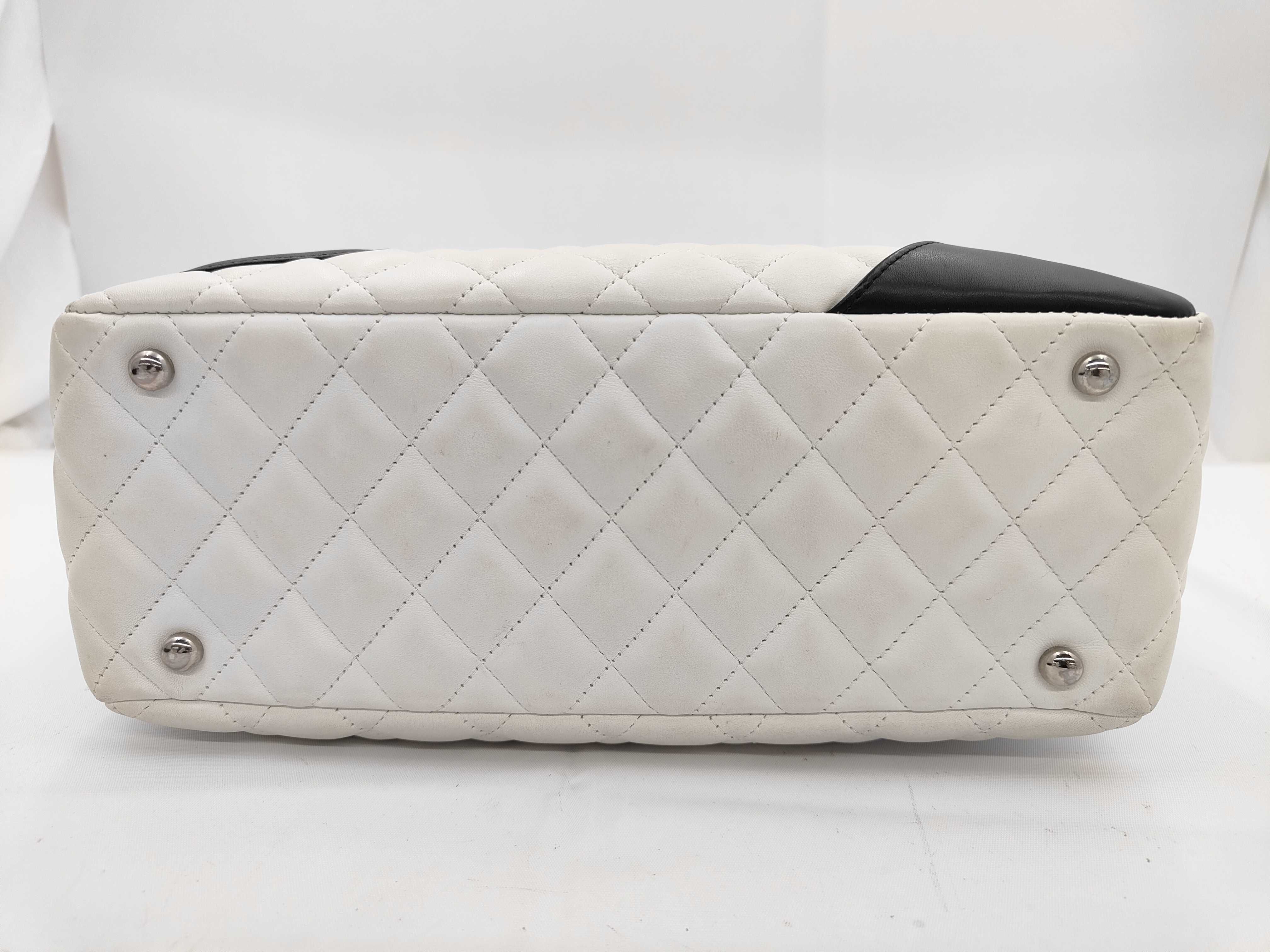 White Quilted Leather Cambon Bowling Bag Shoulder Bag — view 5