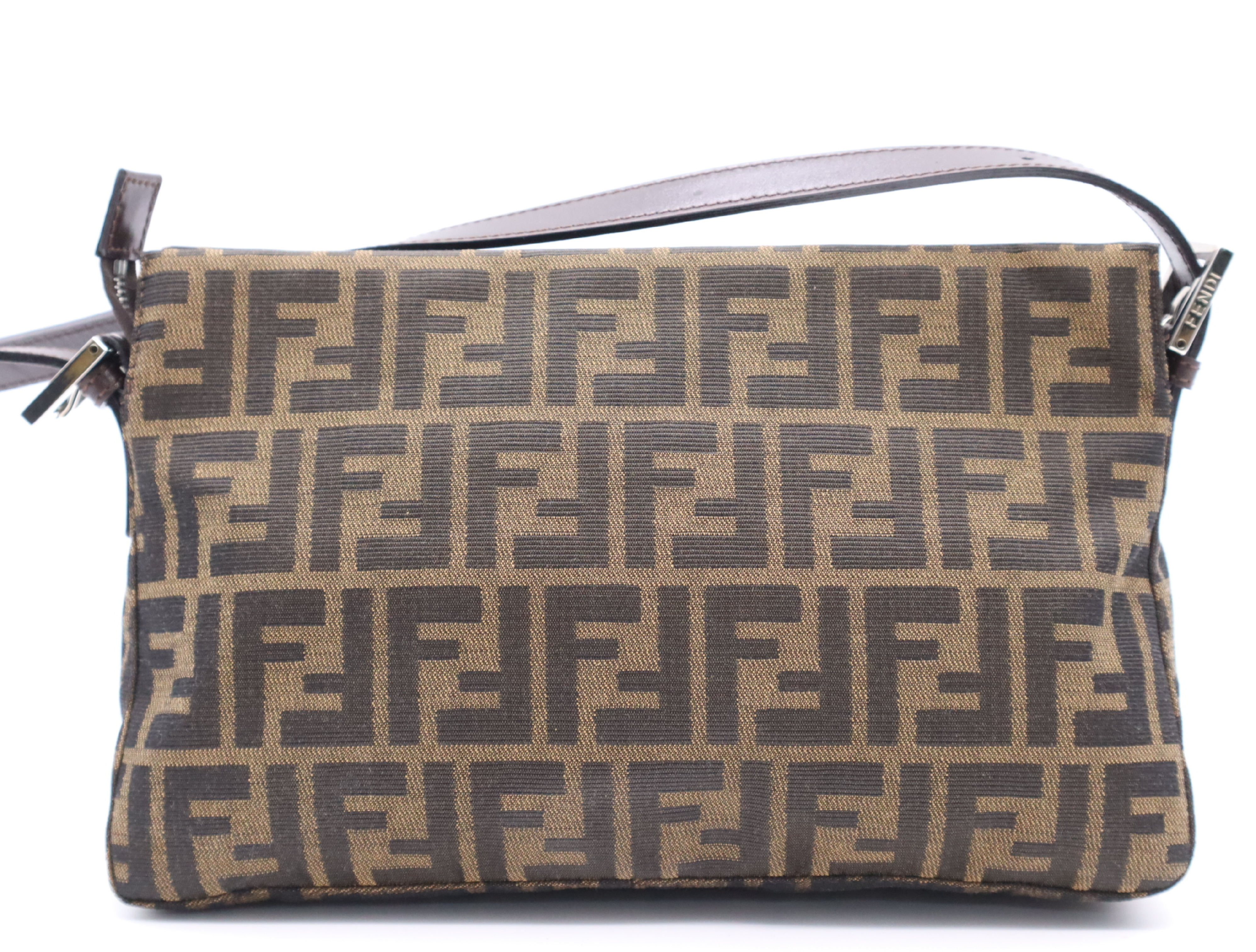 Canvas x Leather Zucca One-Shoulder Bag (Brown/Dark Brown) — view 2