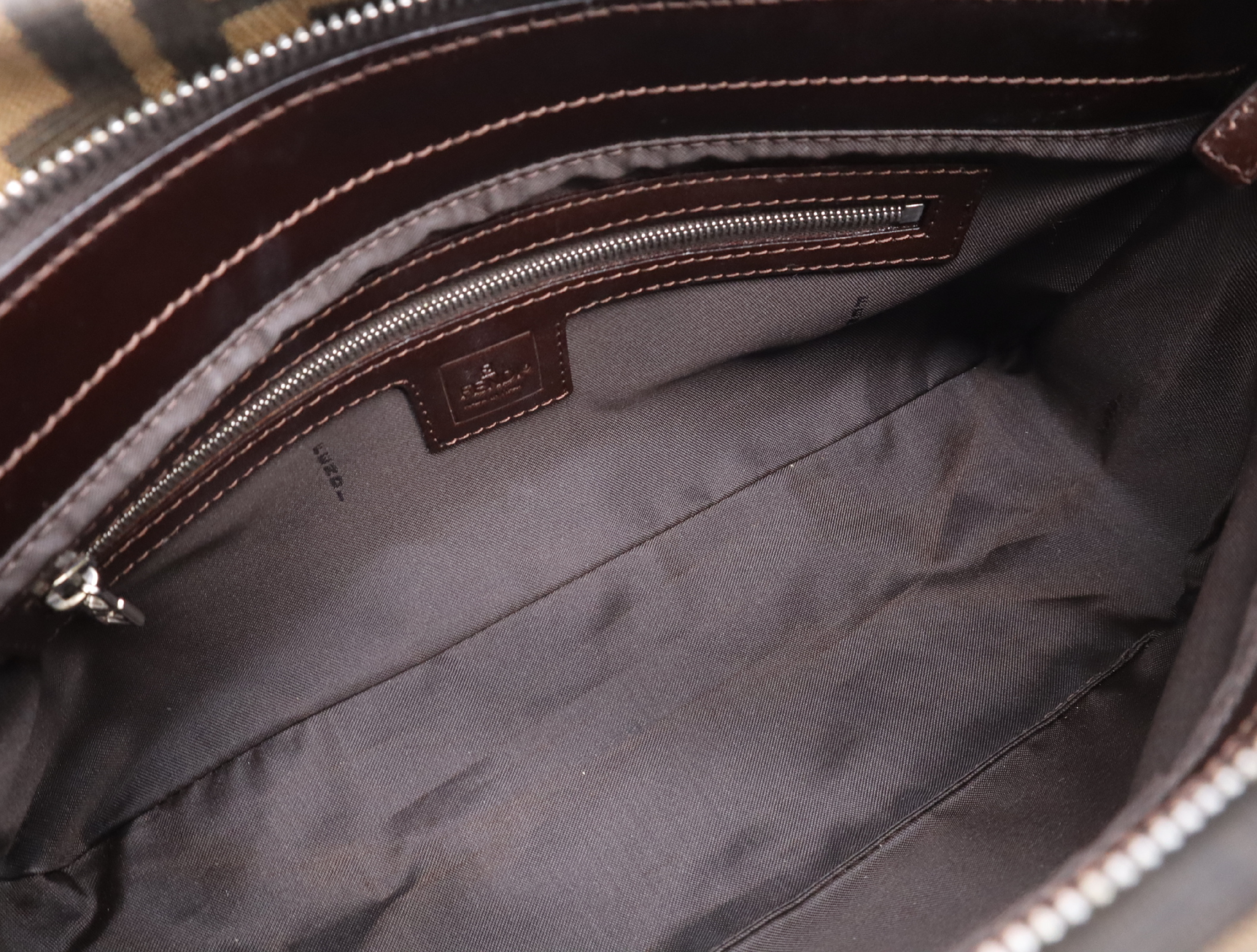 Canvas x Leather Zucca One-Shoulder Bag (Brown/Dark Brown) — view 13