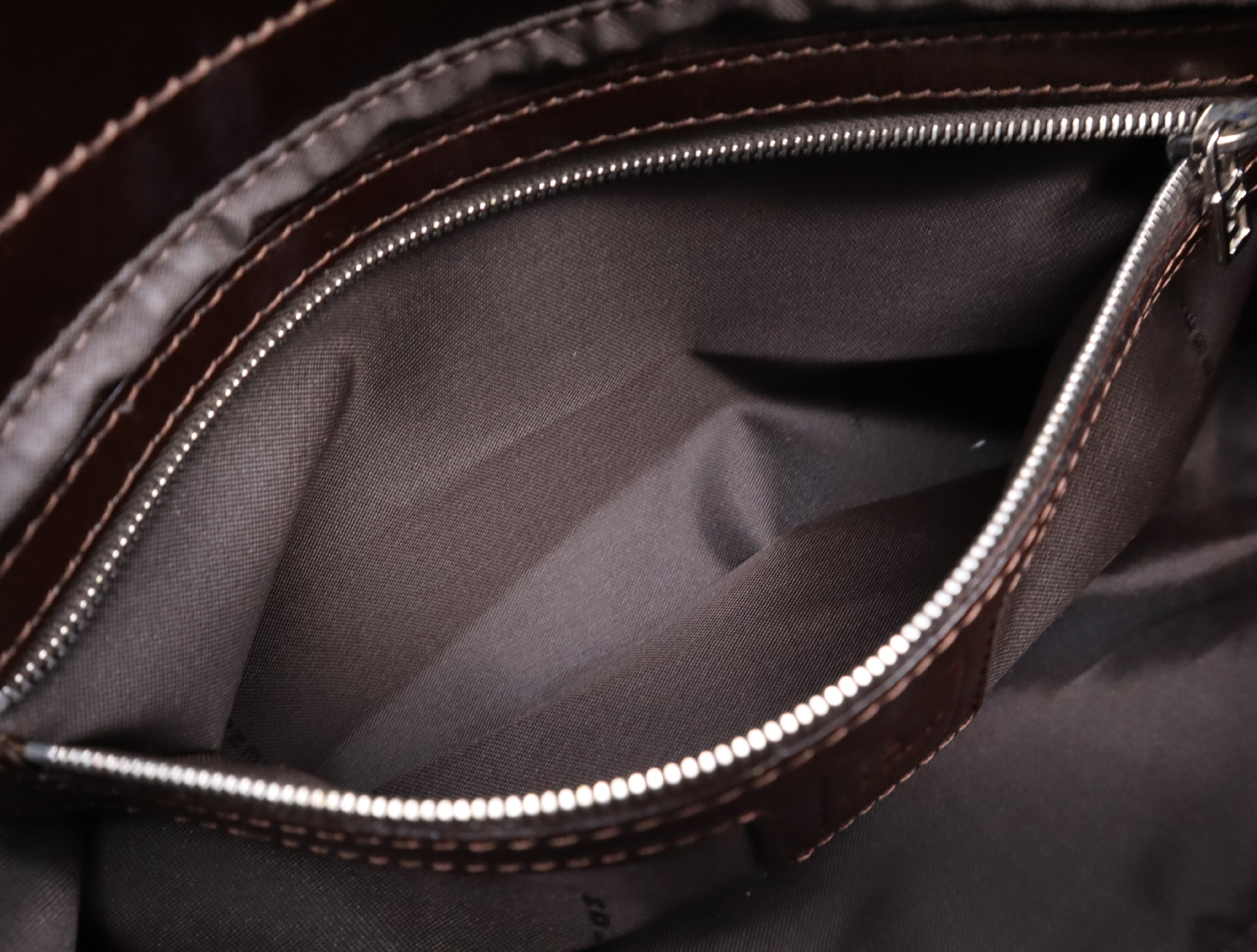 Canvas x Leather Zucca One-Shoulder Bag (Brown/Dark Brown) — view 14