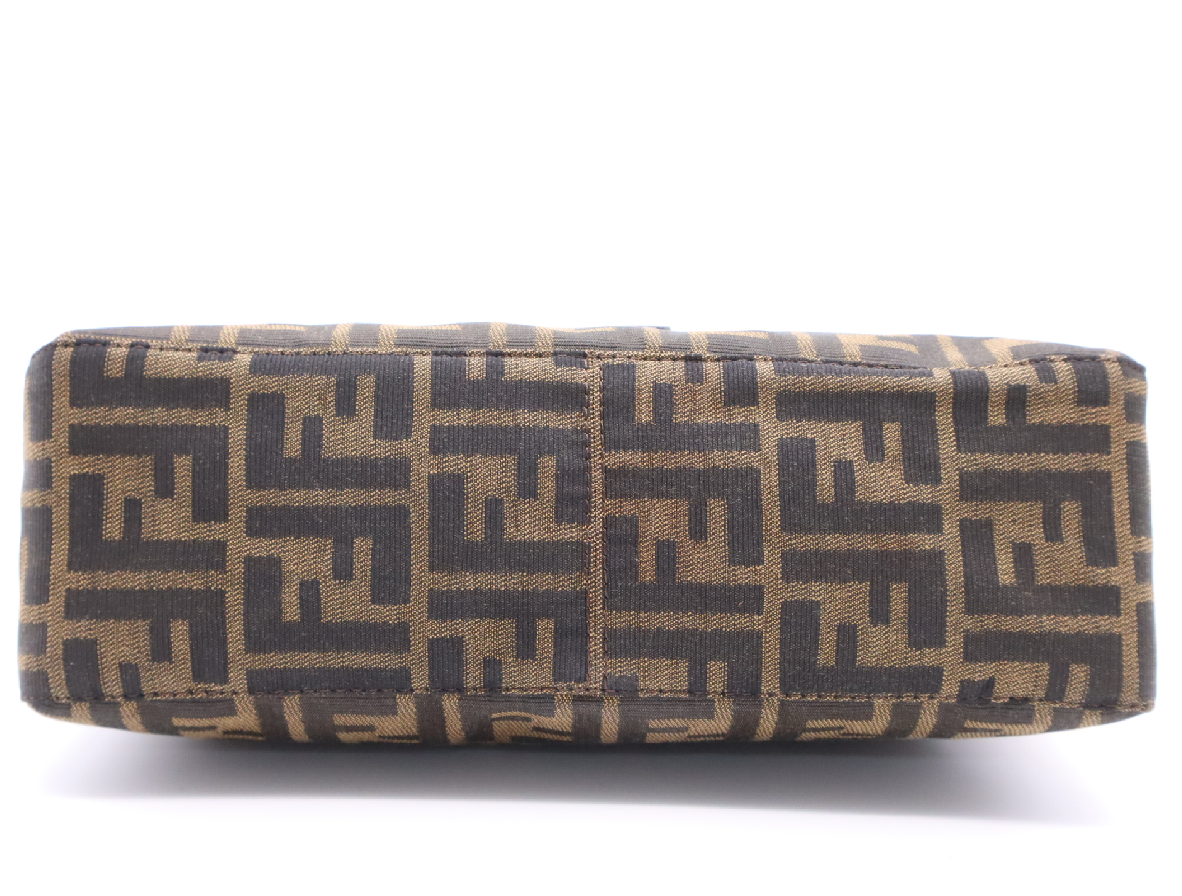 Canvas x Leather Zucca One-Shoulder Bag (Brown/Dark Brown) — view 4