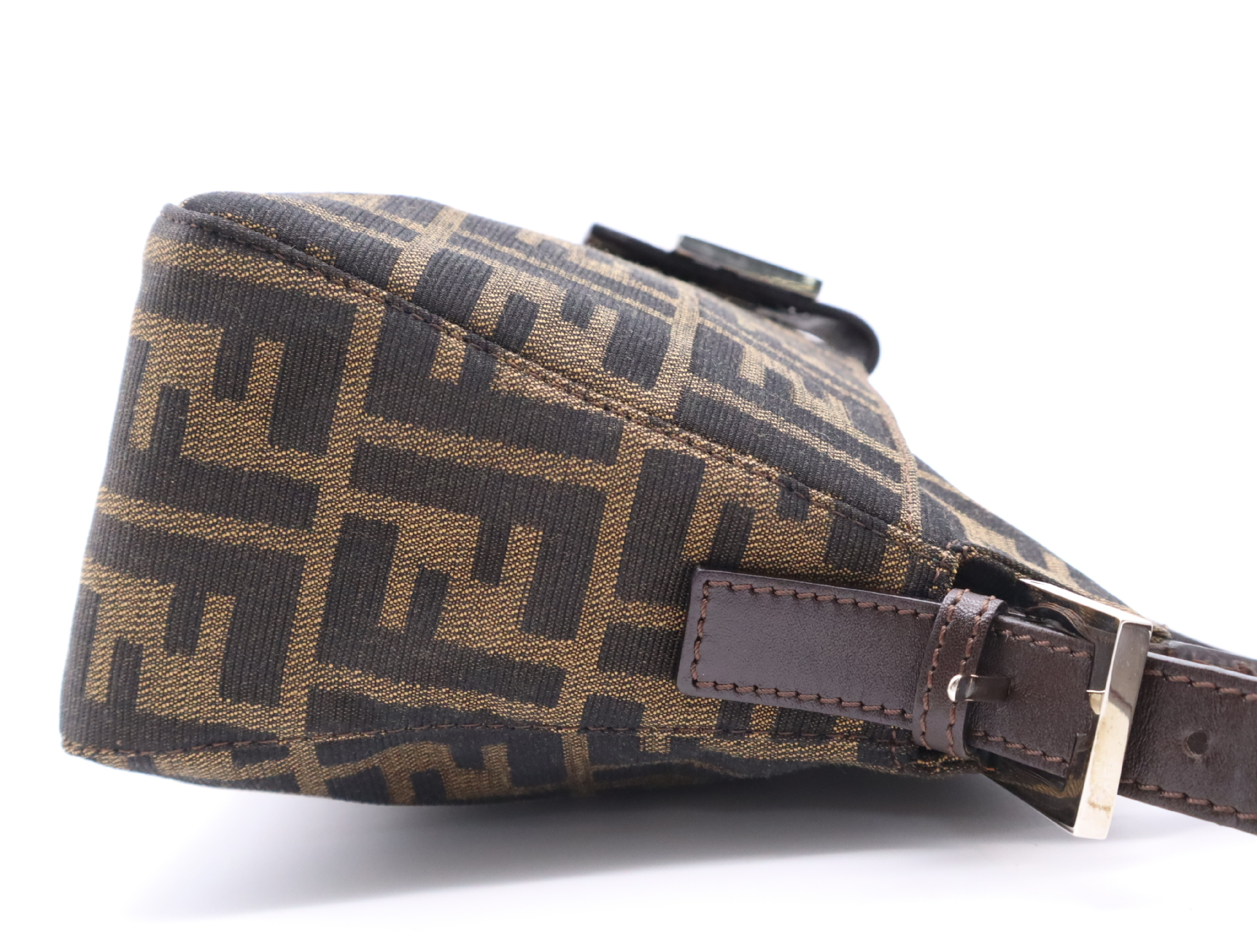 Canvas x Leather Zucca One-Shoulder Bag (Brown/Dark Brown) — view 5