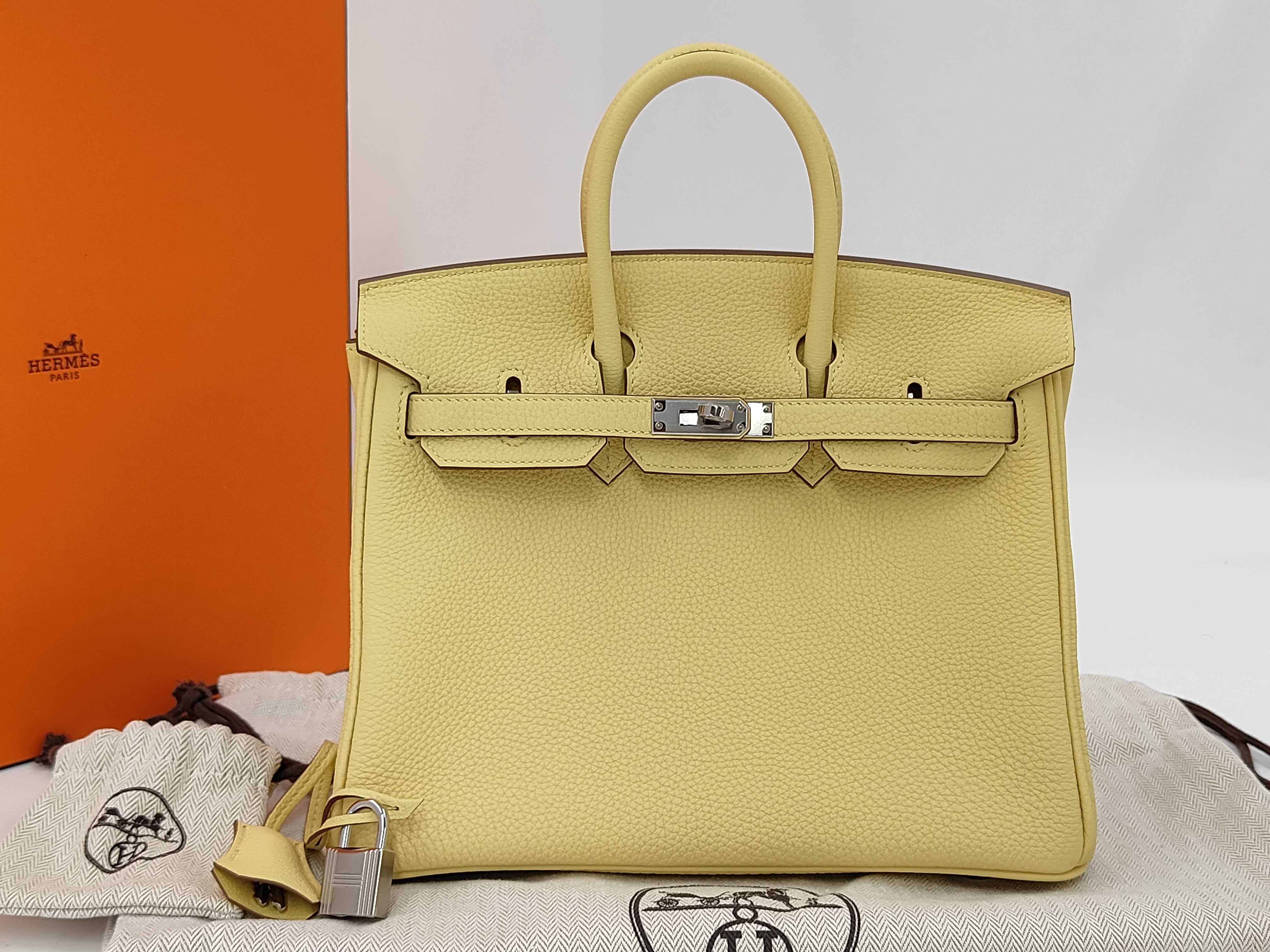 Birkin 25 Jaune Poussin W stamp SV hardware handbag