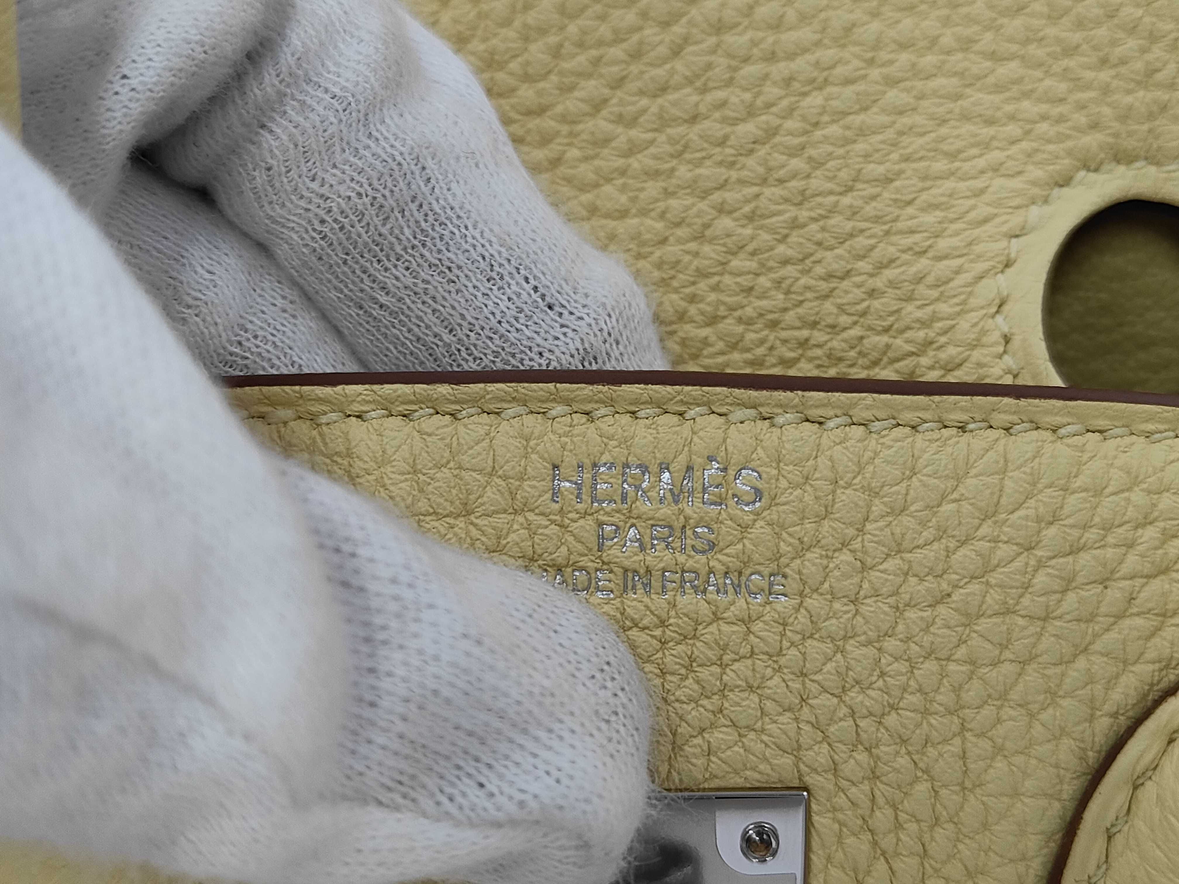 Birkin 25 Jaune Poussin W stamp SV hardware handbag — view 12
