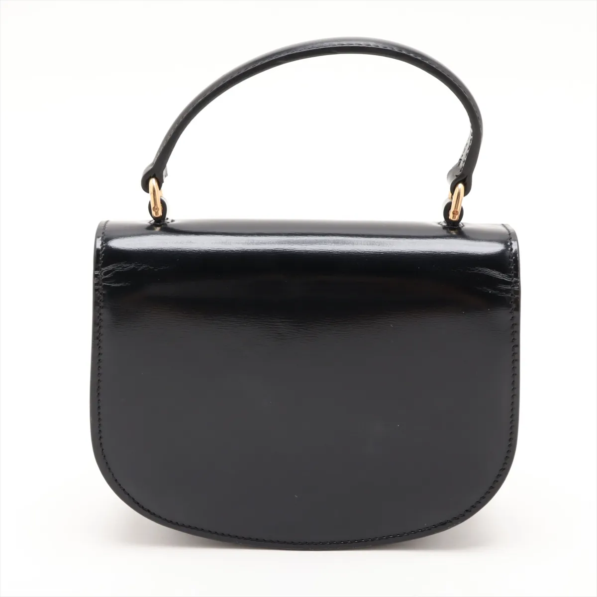 Triomphe Mini Besace Leather 2-Way Handbag, Black — view 2