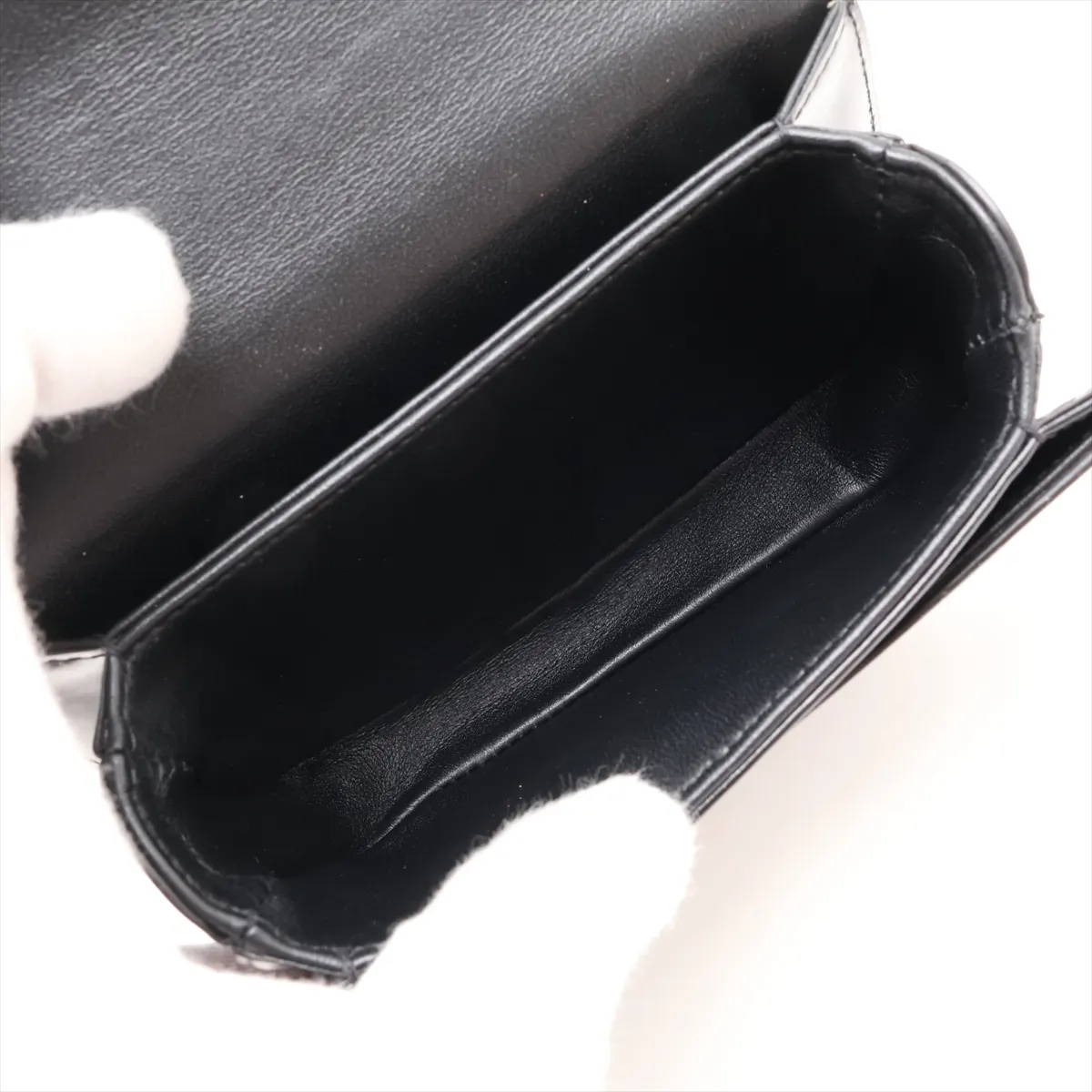 Triomphe Mini Besace Leather 2-Way Handbag, Black — view 8