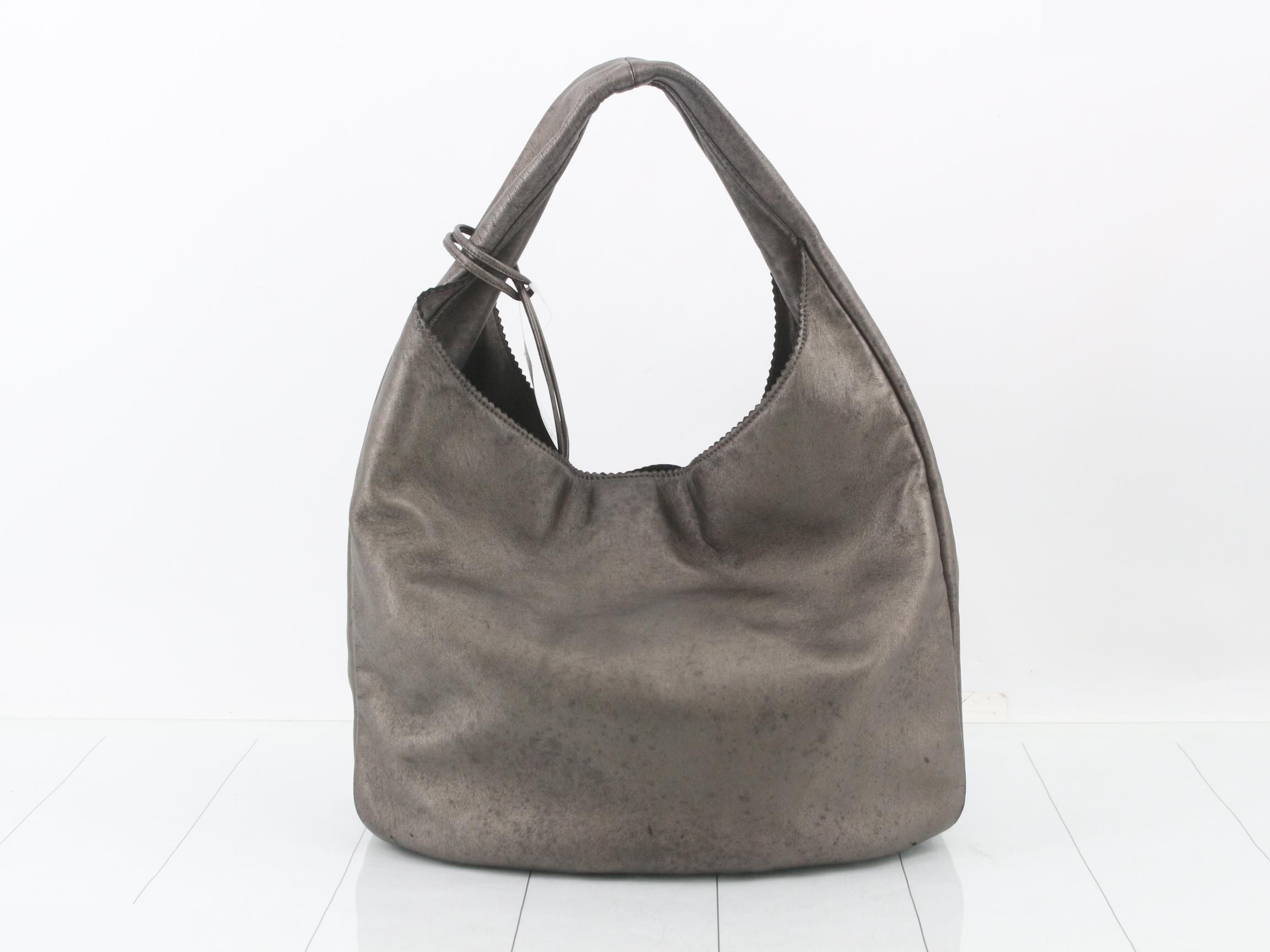 Nappa Leather Viento 30 One-Shoulder Bag, Metallic Silver — view 2