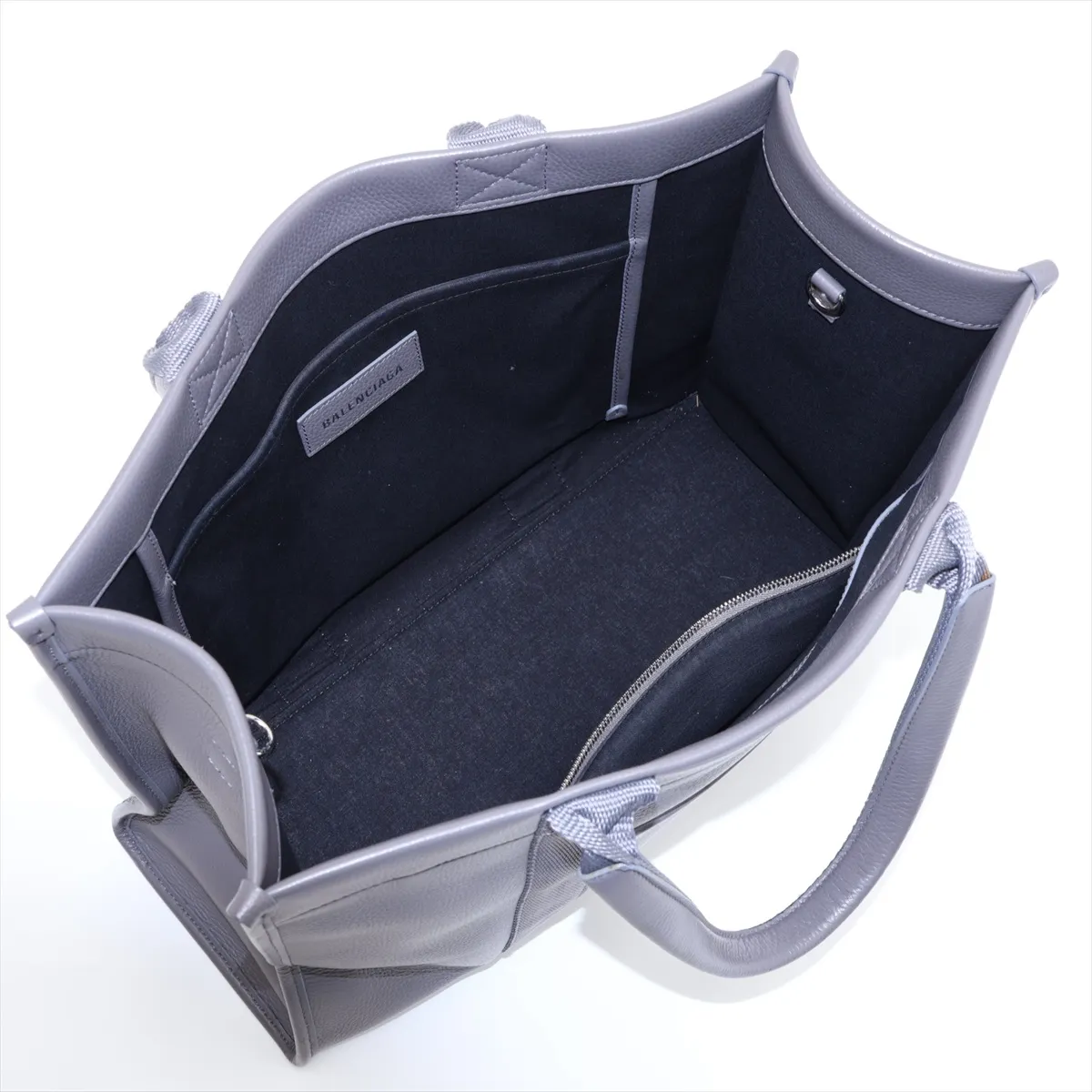 Hardware 671400 Leather 2-Way Handbag, Gray — view 8