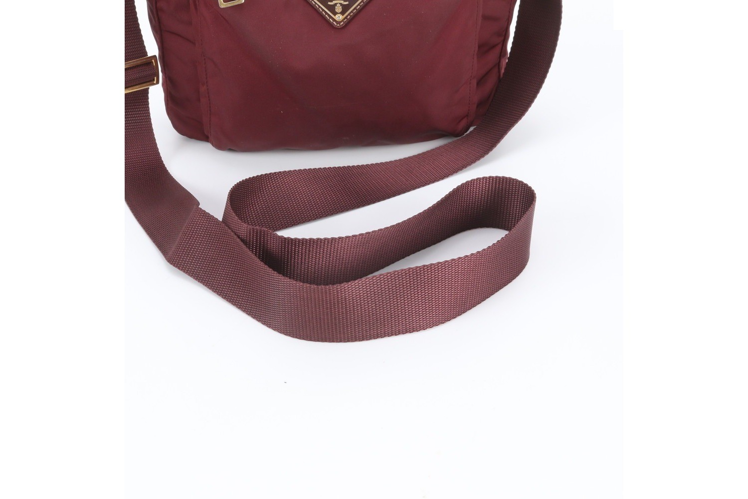 Tessuto Nylon Triangle Logo Leather Shoulder Bag — view 2