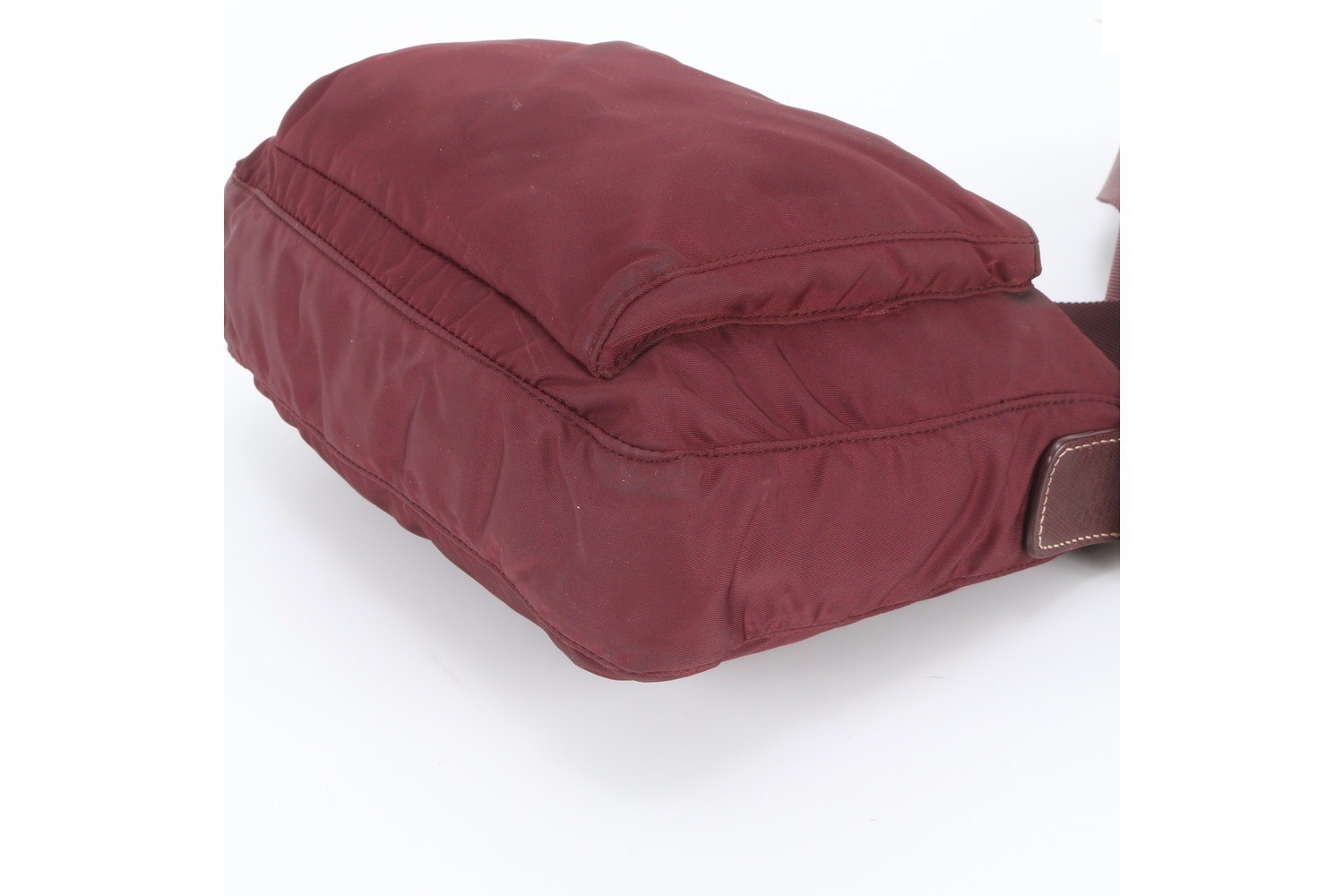 Tessuto Nylon Triangle Logo Leather Shoulder Bag — view 5