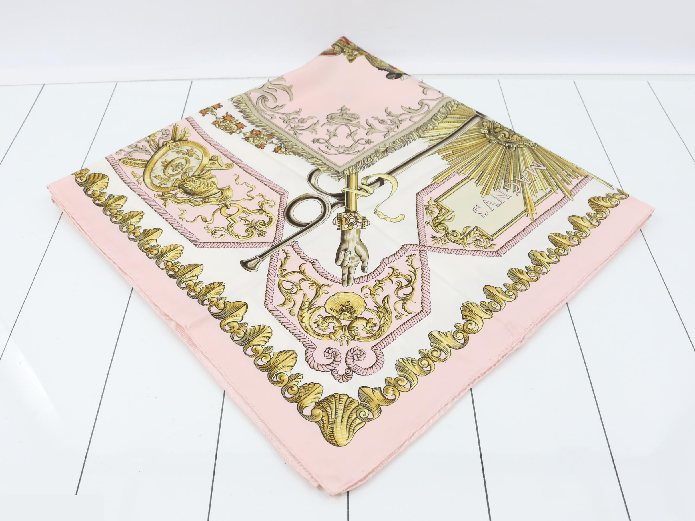 Carre 90, Pink and White, Silk — view 2