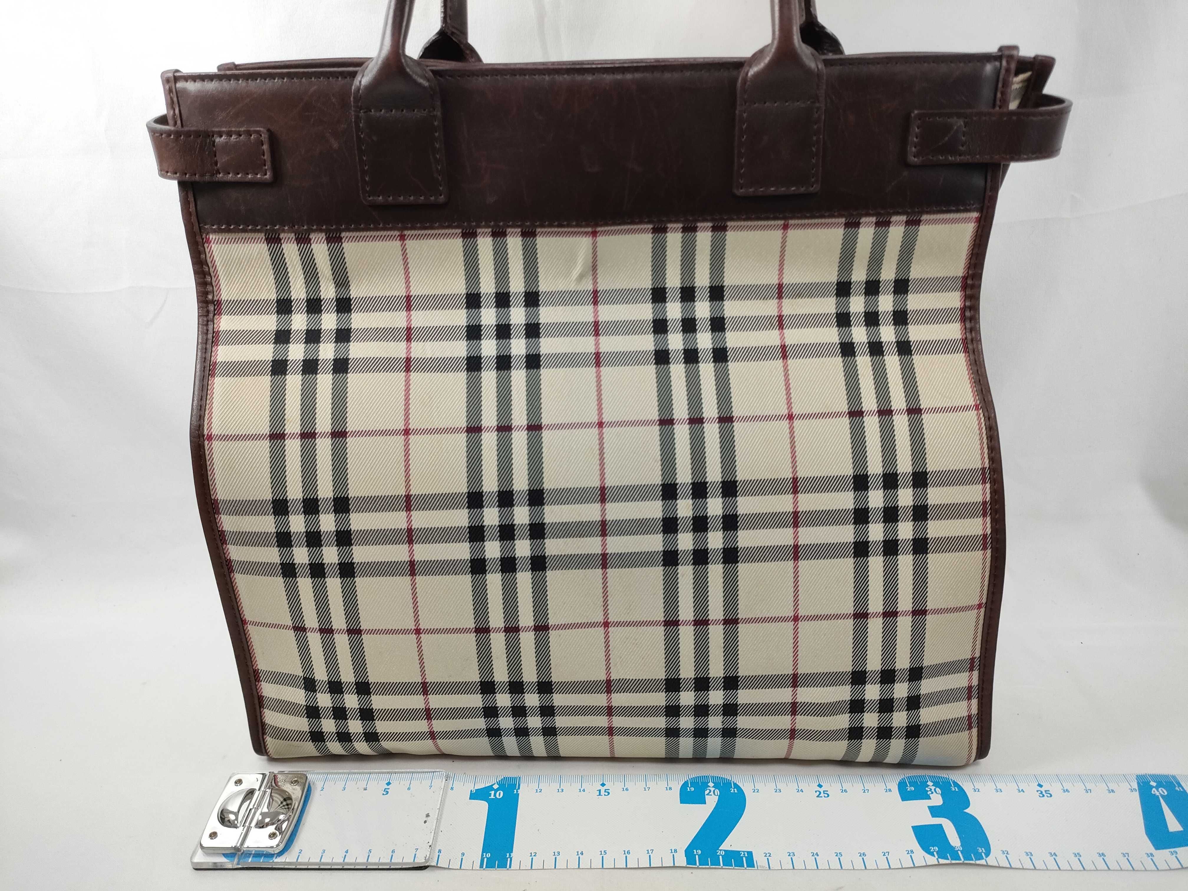 Tote Bag Handbag Nova Check Logo Plate Brown Handbag — view 2