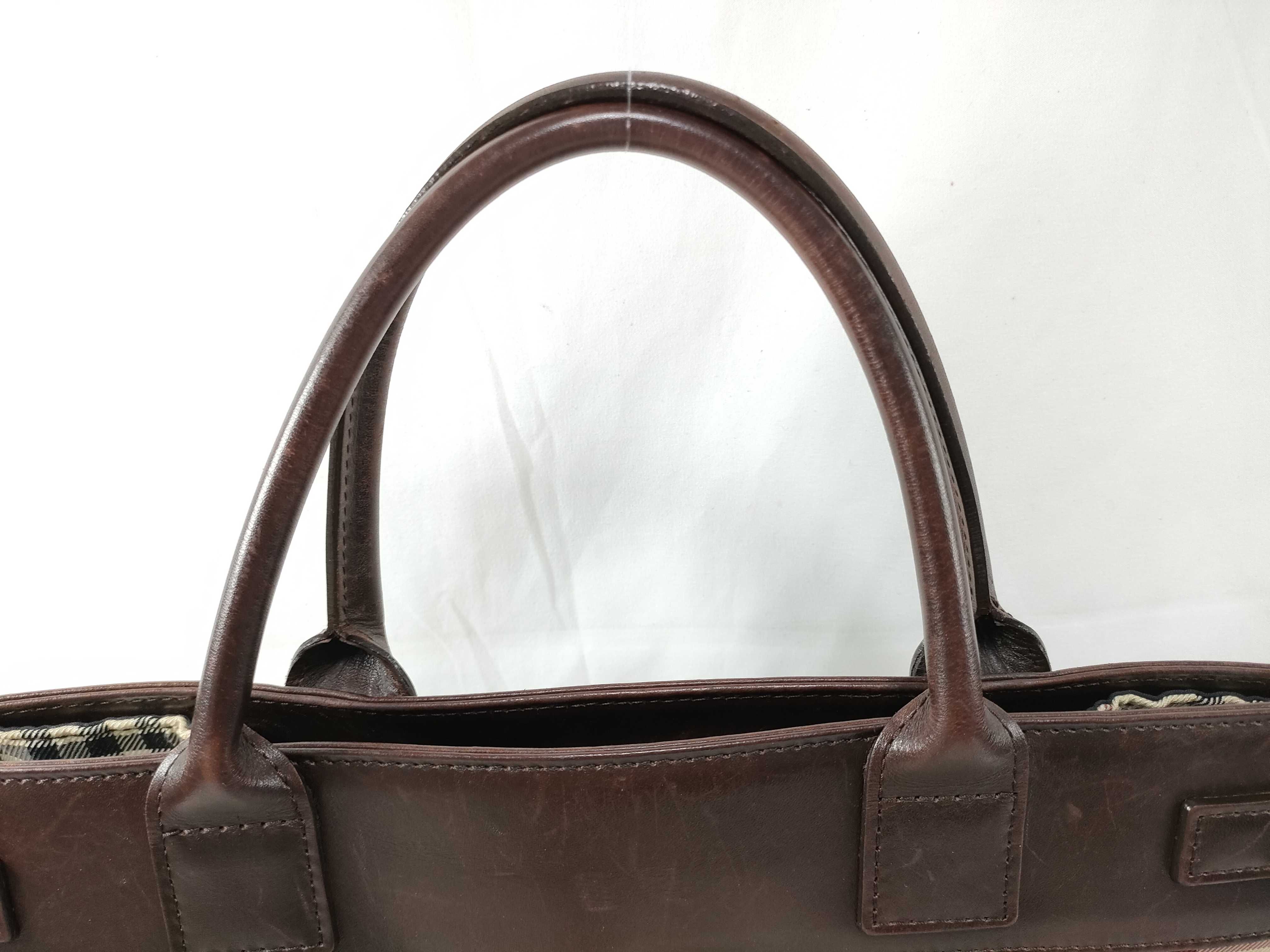 Tote Bag Handbag Nova Check Logo Plate Brown Handbag — view 3