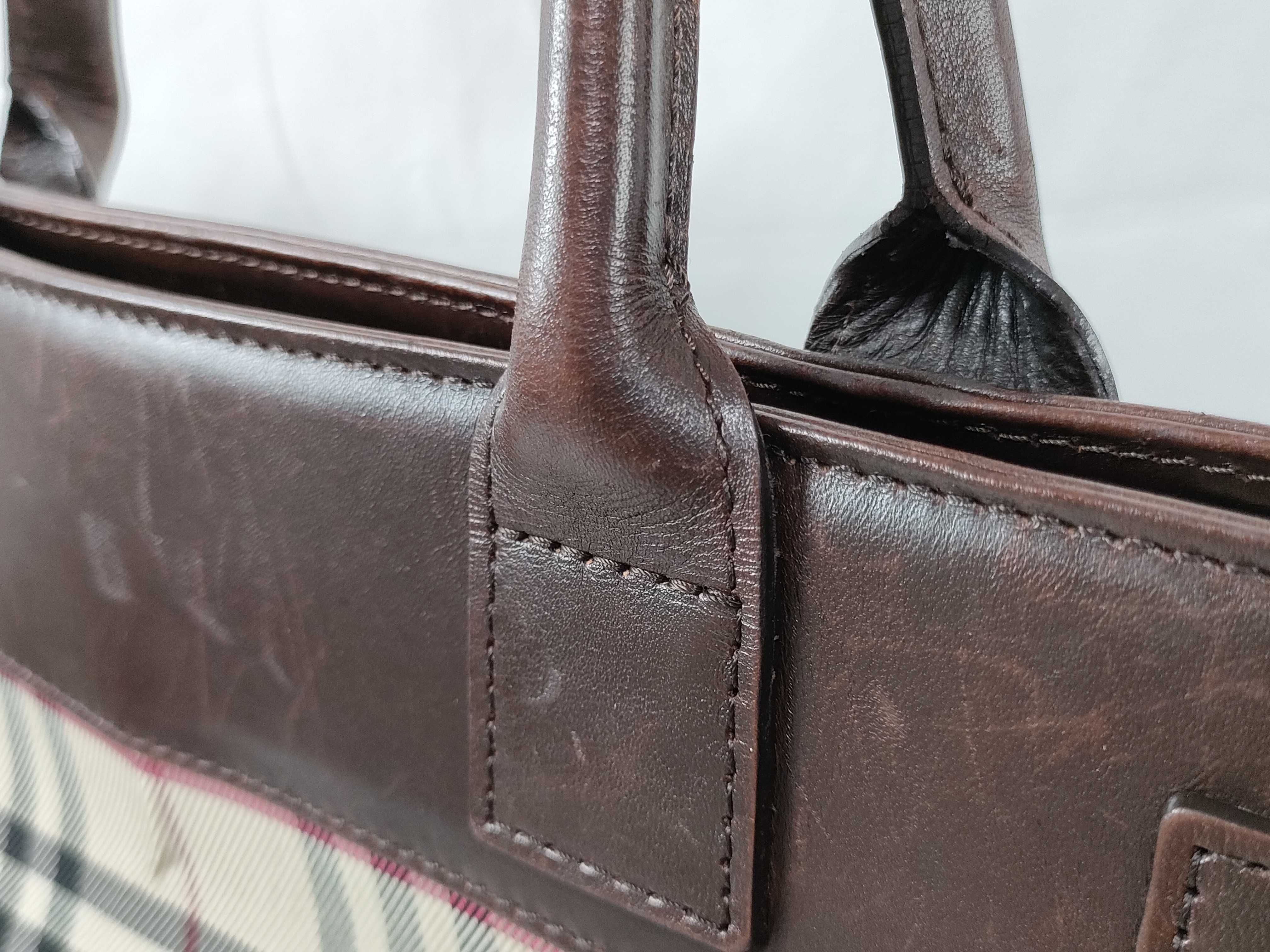 Tote Bag Handbag Nova Check Logo Plate Brown Handbag — view 4