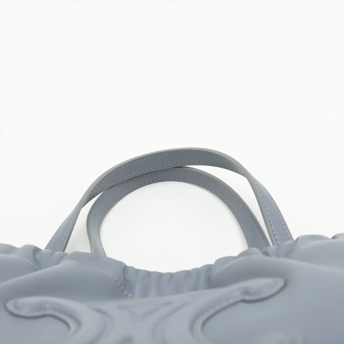 Small Hippo Drawstring Cuile Triomphe Leather 2WAY Handbag Blue — view 6