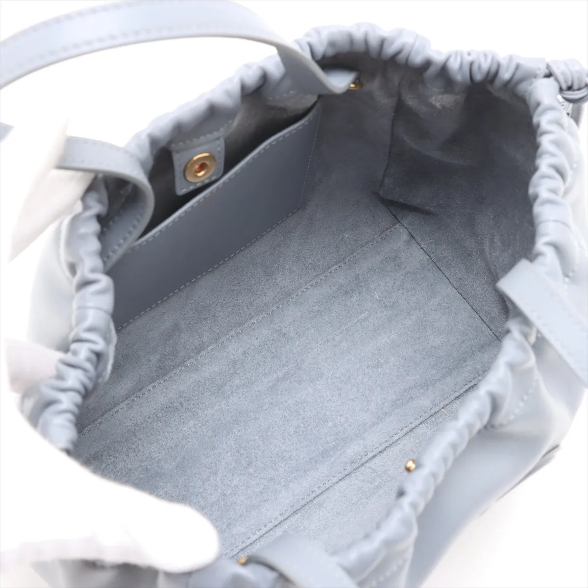 Small Hippo Drawstring Cuile Triomphe Leather 2WAY Handbag Blue — view 8