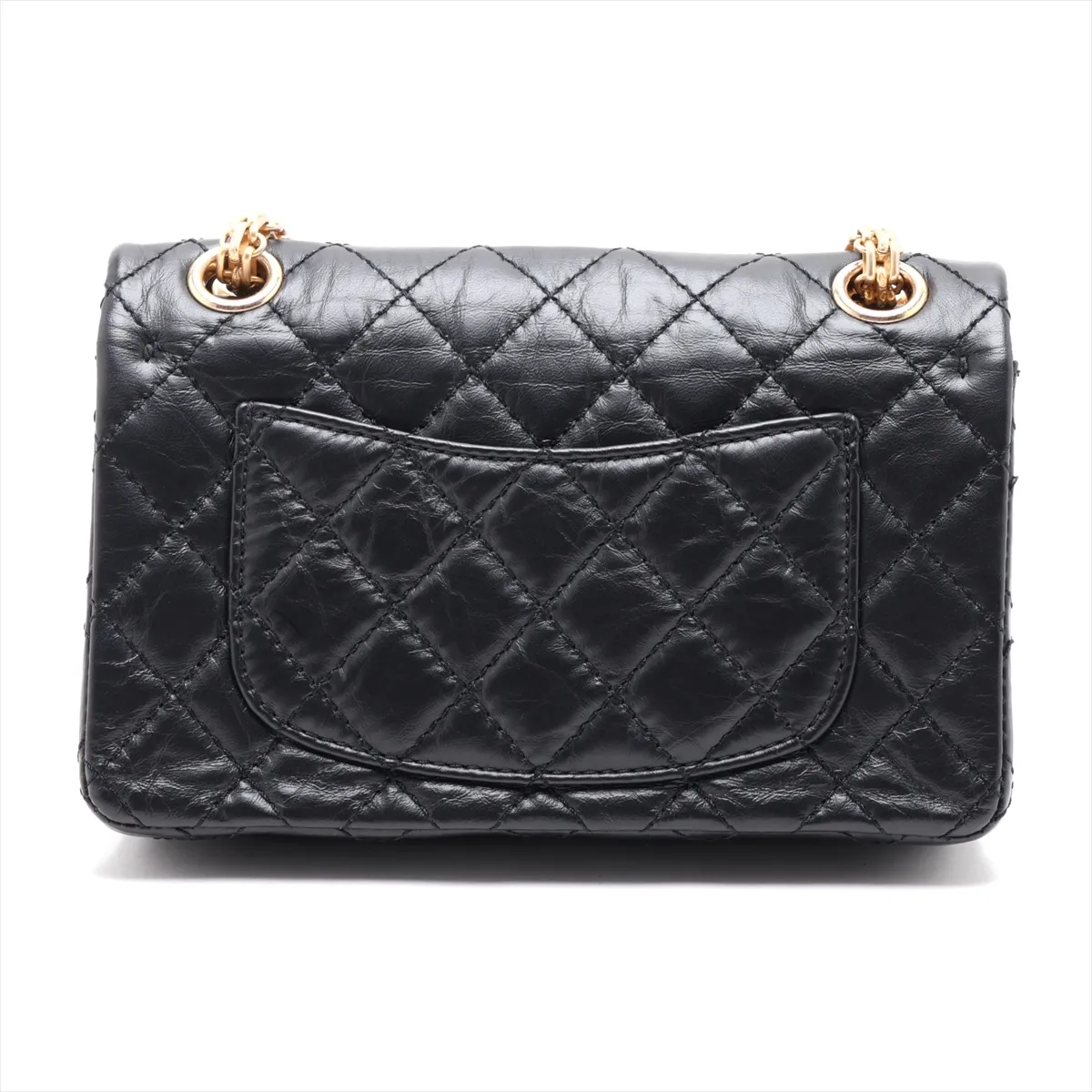 [Individually packaged] Chanel Matelassé 2.55 Mini Vintage Calf Double Flap Double Chain Bag Icon Black Gold x Silver Hardware 23903064 Serial Number 23 AS0874 — view 2