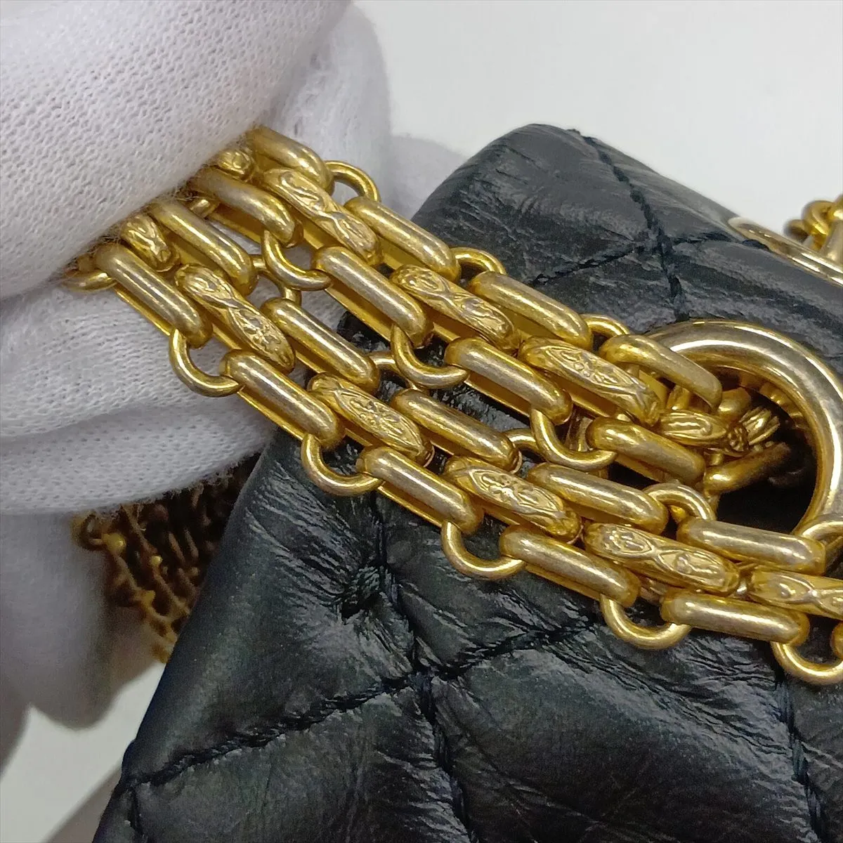 [Individually packaged] Chanel Matelassé 2.55 Mini Vintage Calf Double Flap Double Chain Bag Icon Black Gold x Silver Hardware 23903064 Serial Number 23 AS0874 — view 14