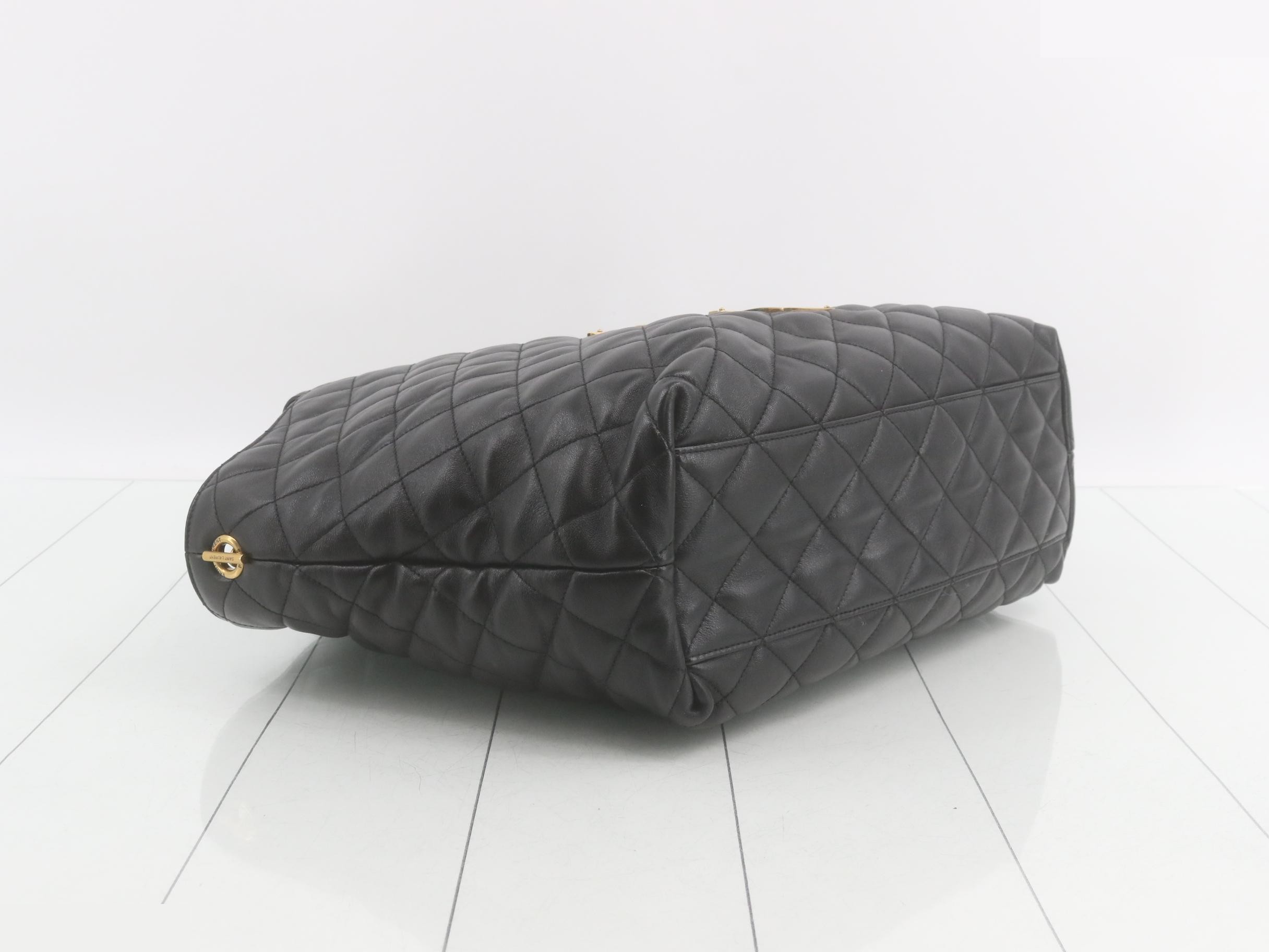 leather quilted tote bag with pouch — view 5