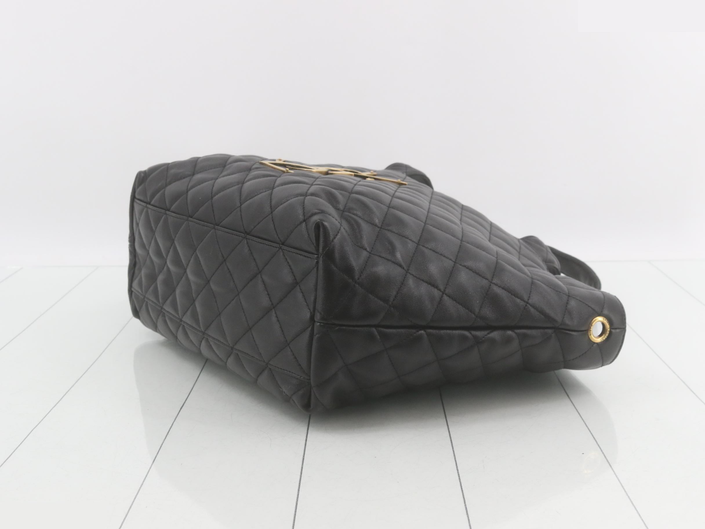 leather quilted tote bag with pouch — view 6