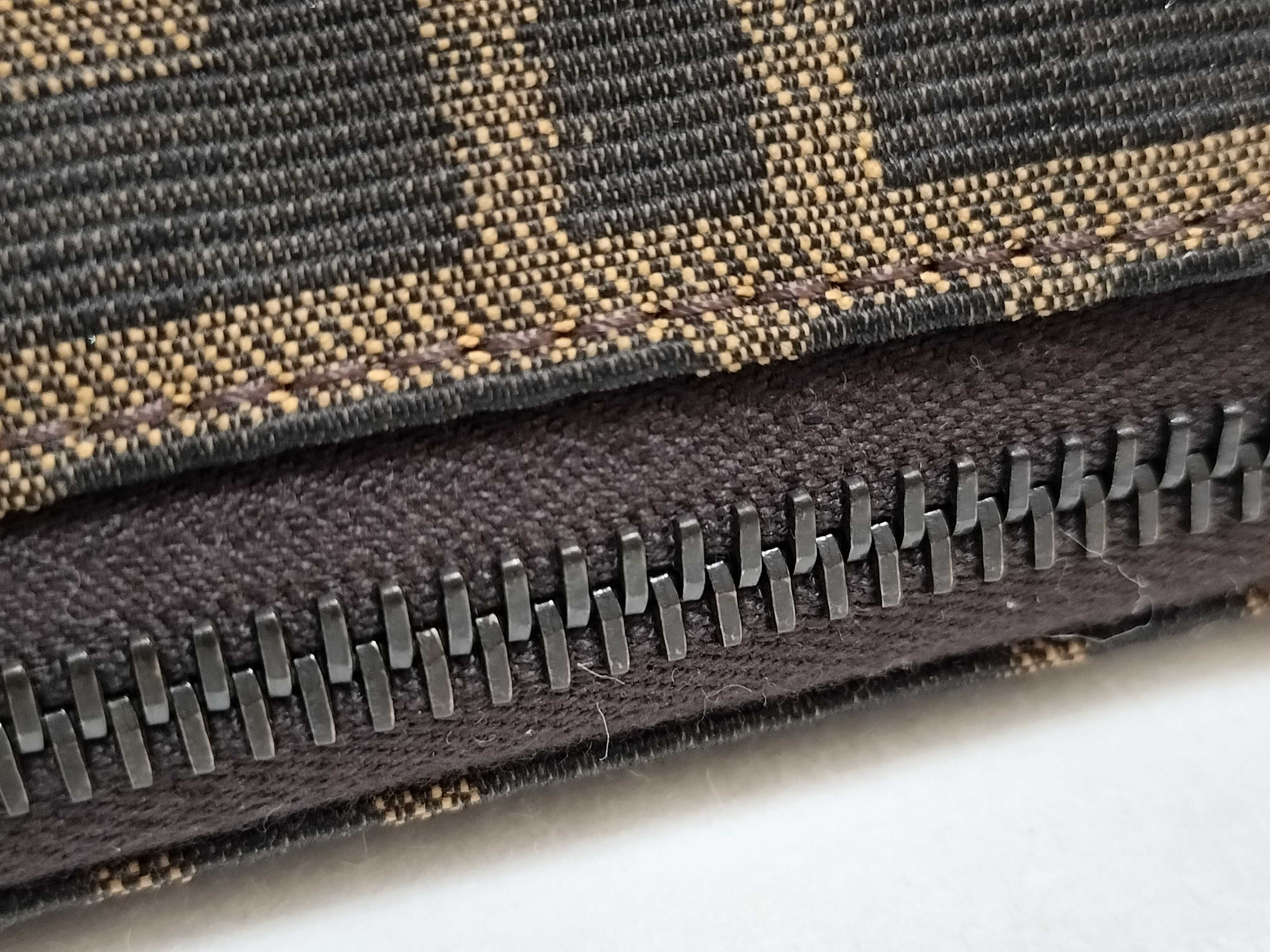 Zucca pattern accessory pouch, canvas and leather, brown pouch. — view 6