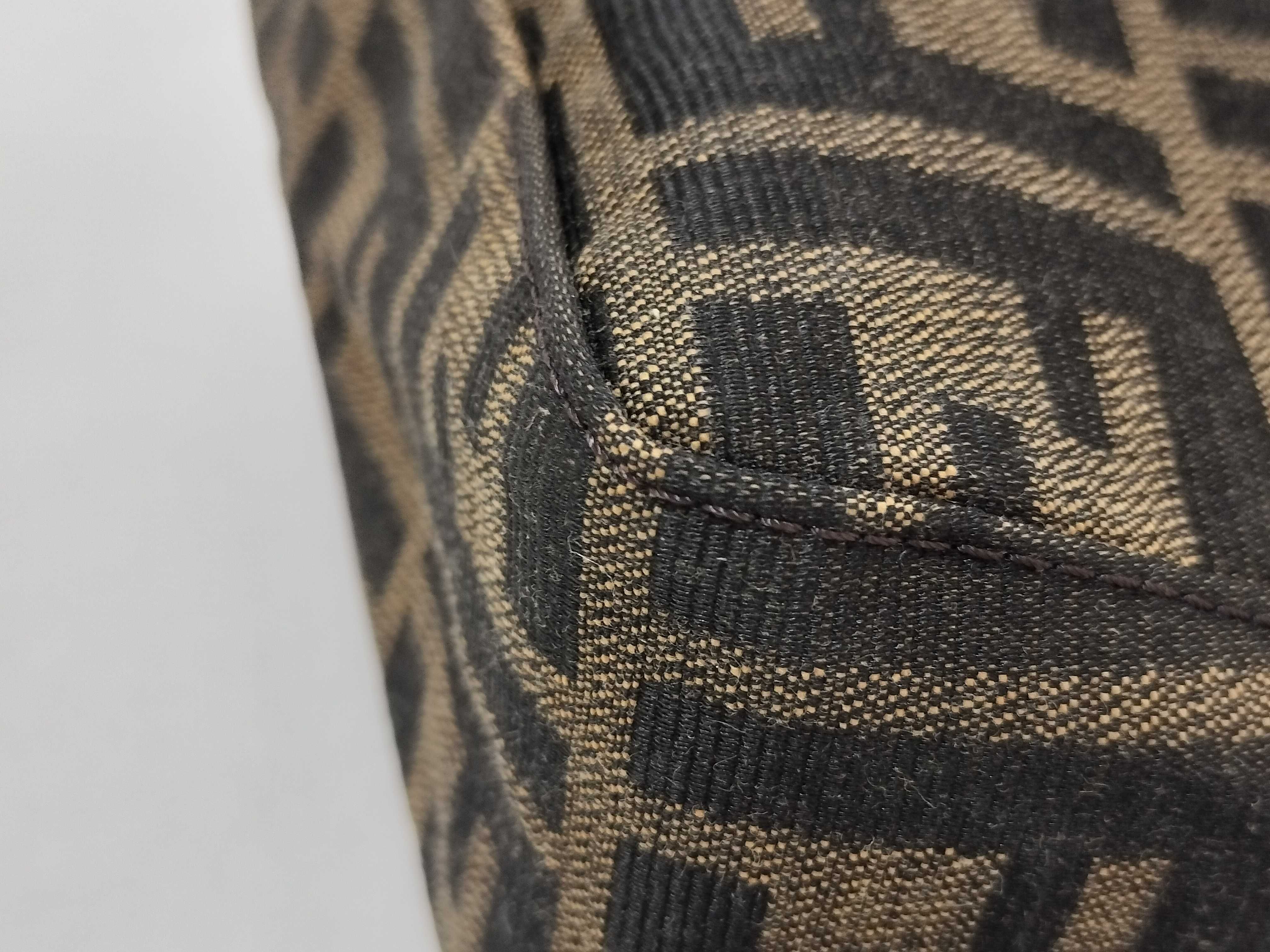 Zucca pattern accessory pouch, canvas and leather, brown pouch. — view 7