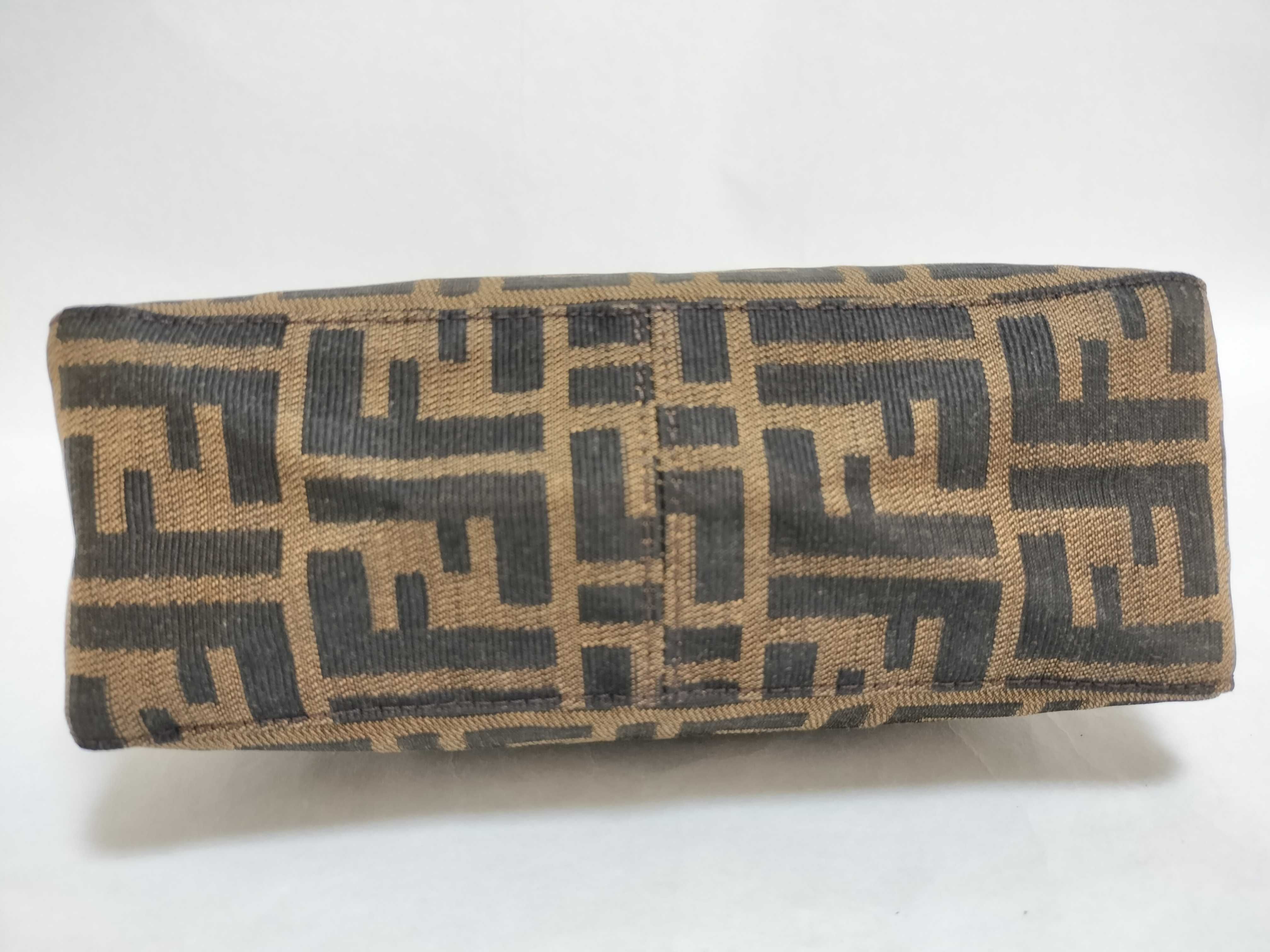 Zucca pattern accessory pouch, canvas and leather, brown pouch. — view 8