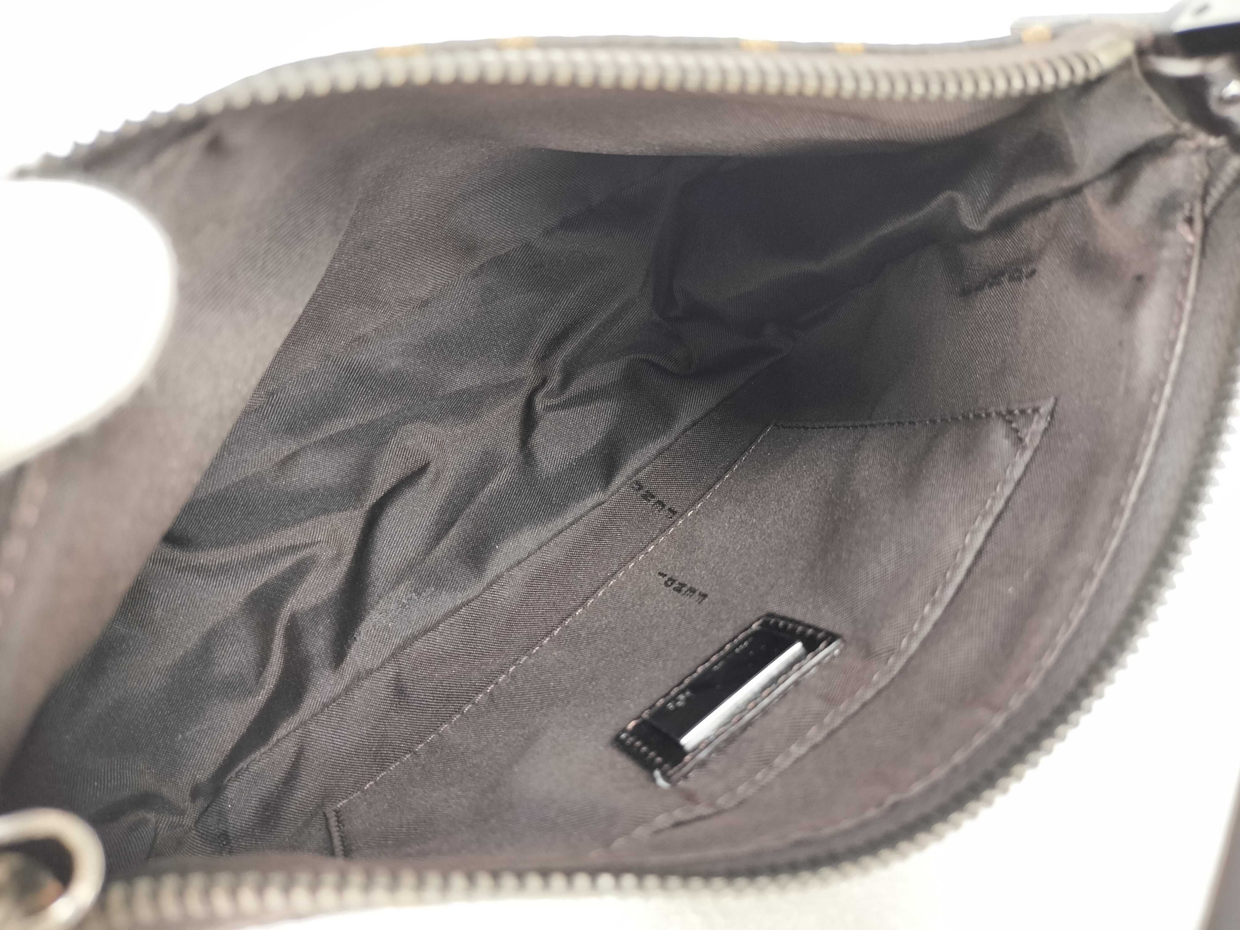 Zucca pattern accessory pouch, canvas and leather, brown pouch. — view 10