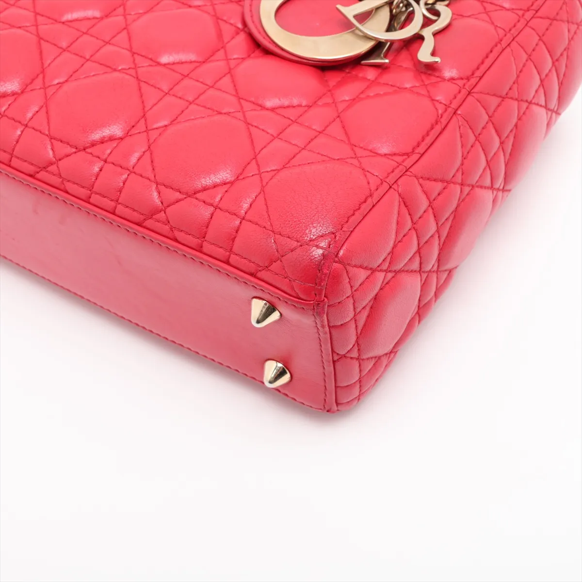 Cannage My Lady Dior Leather 2-Way Handbag, Red — view 3