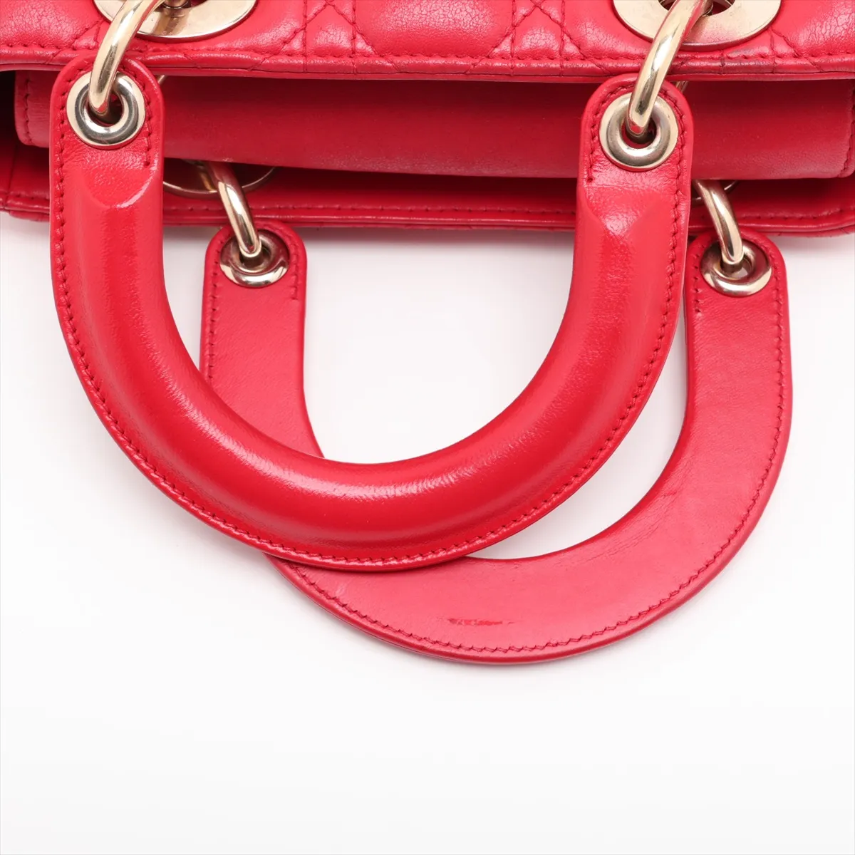 Cannage My Lady Dior Leather 2-Way Handbag, Red — view 5
